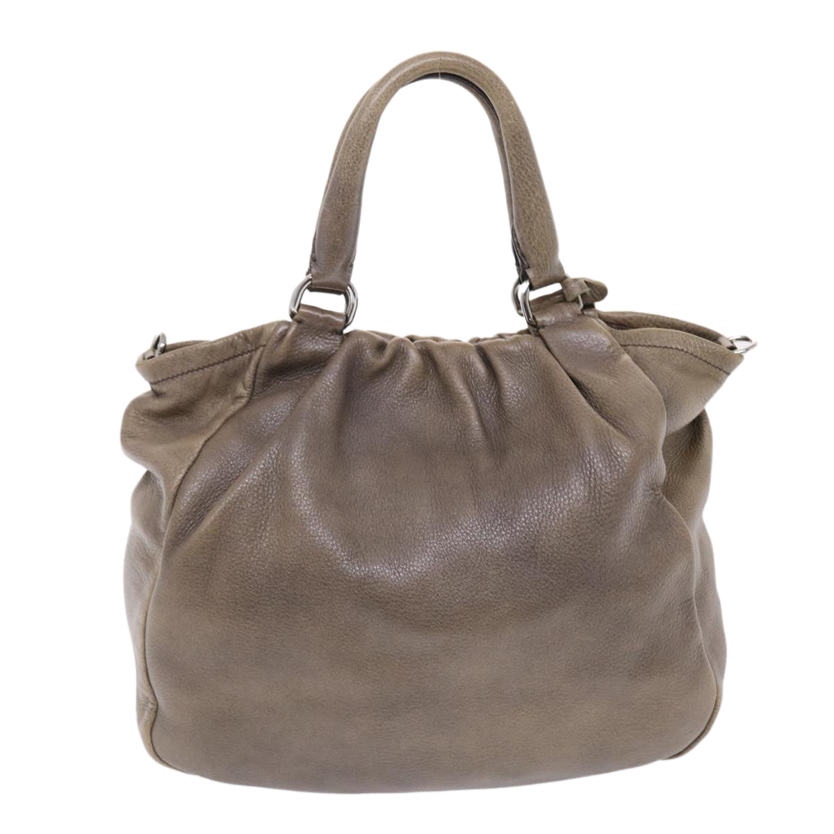 Prada Hand Bag 2Way Leather Brown Travel Bag
