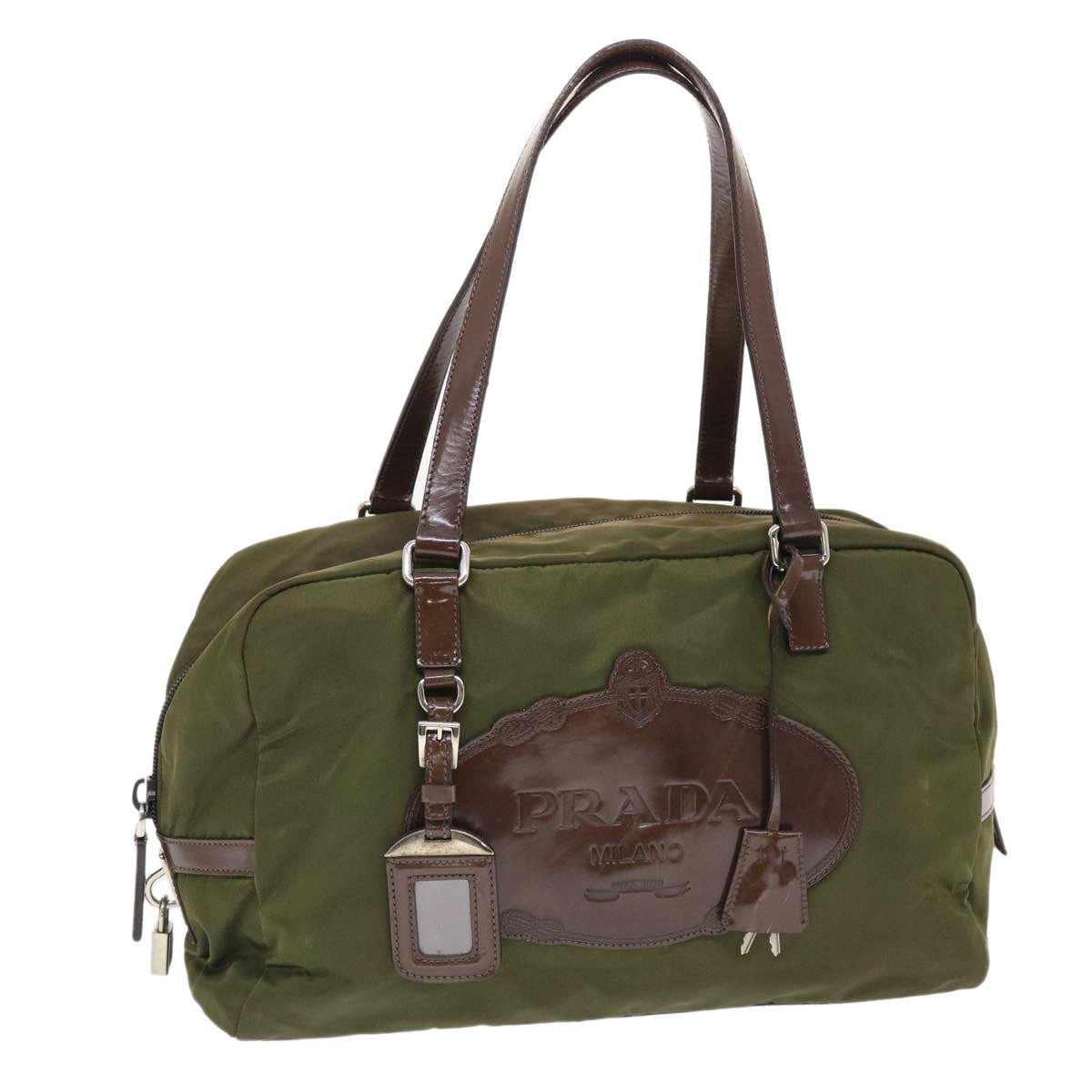 Prada Shoulder Bag Khaki Nylon Nylon Khaki Bs7166