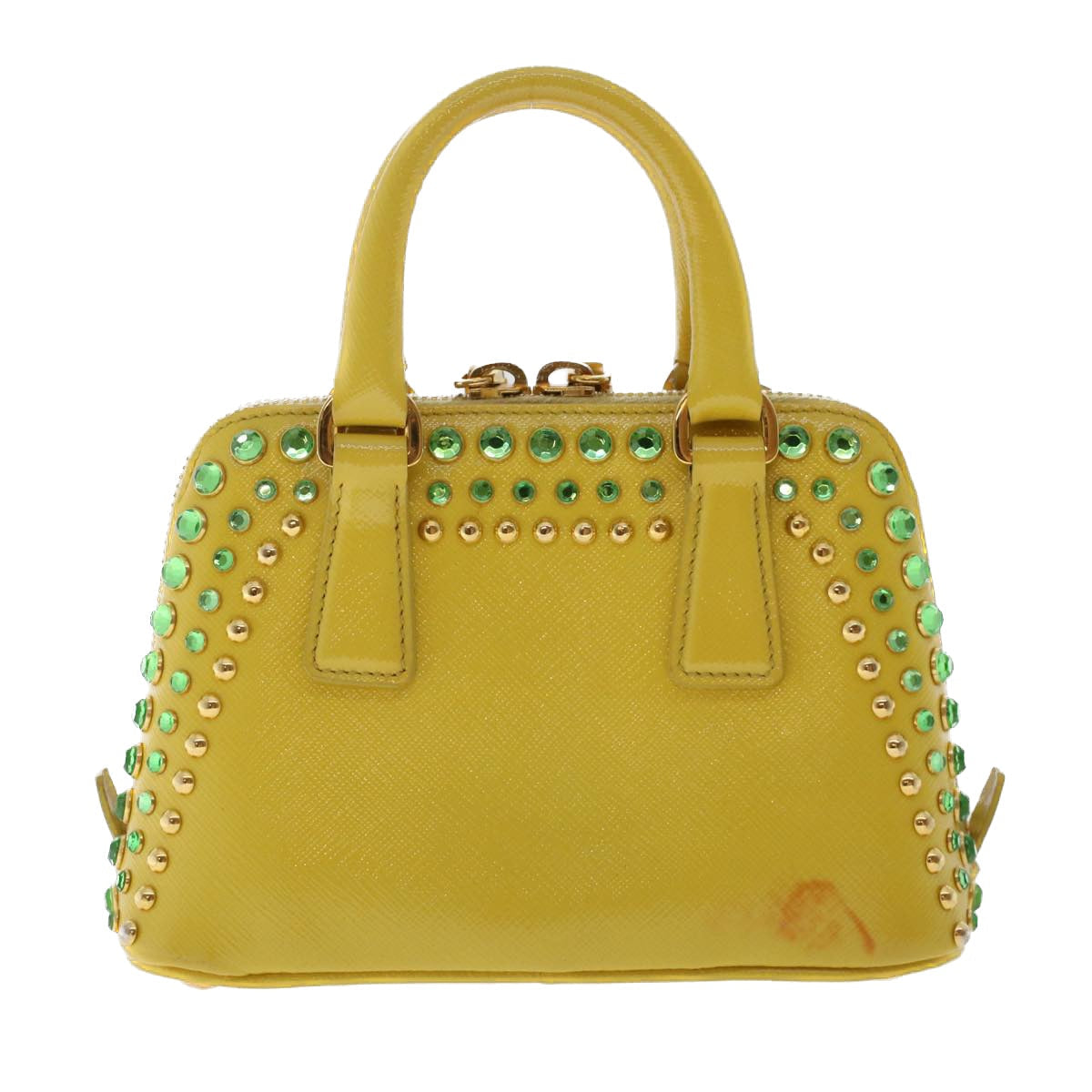 Prada Bijoux Hand Bag Safiano 2Way Leather Yellow Travel Bag