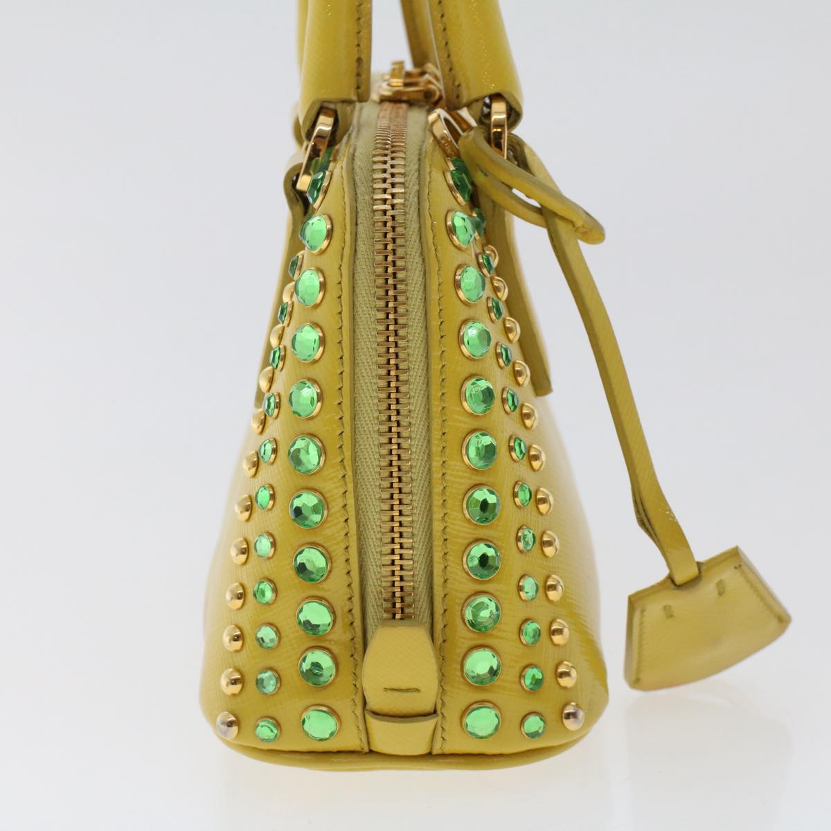 Prada Bijoux Hand Bag Safiano 2Way Leather Yellow Travel Bag