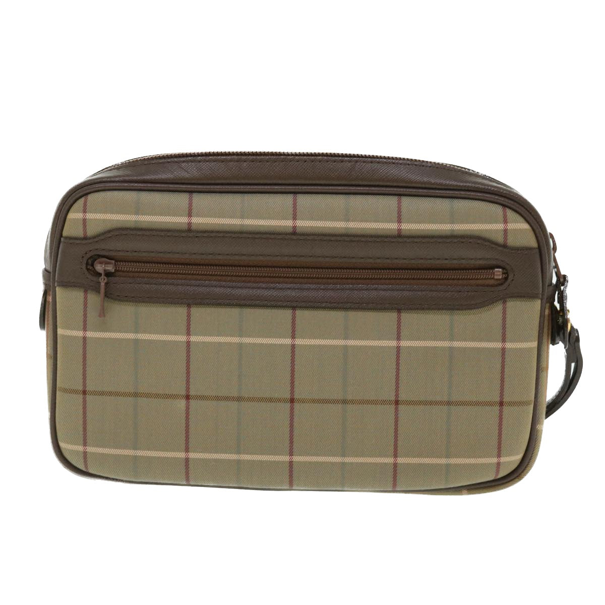 Burberry Luxury ss Nova Check Clutch Bag Auth Bs7645 Leather Canvas Brown
