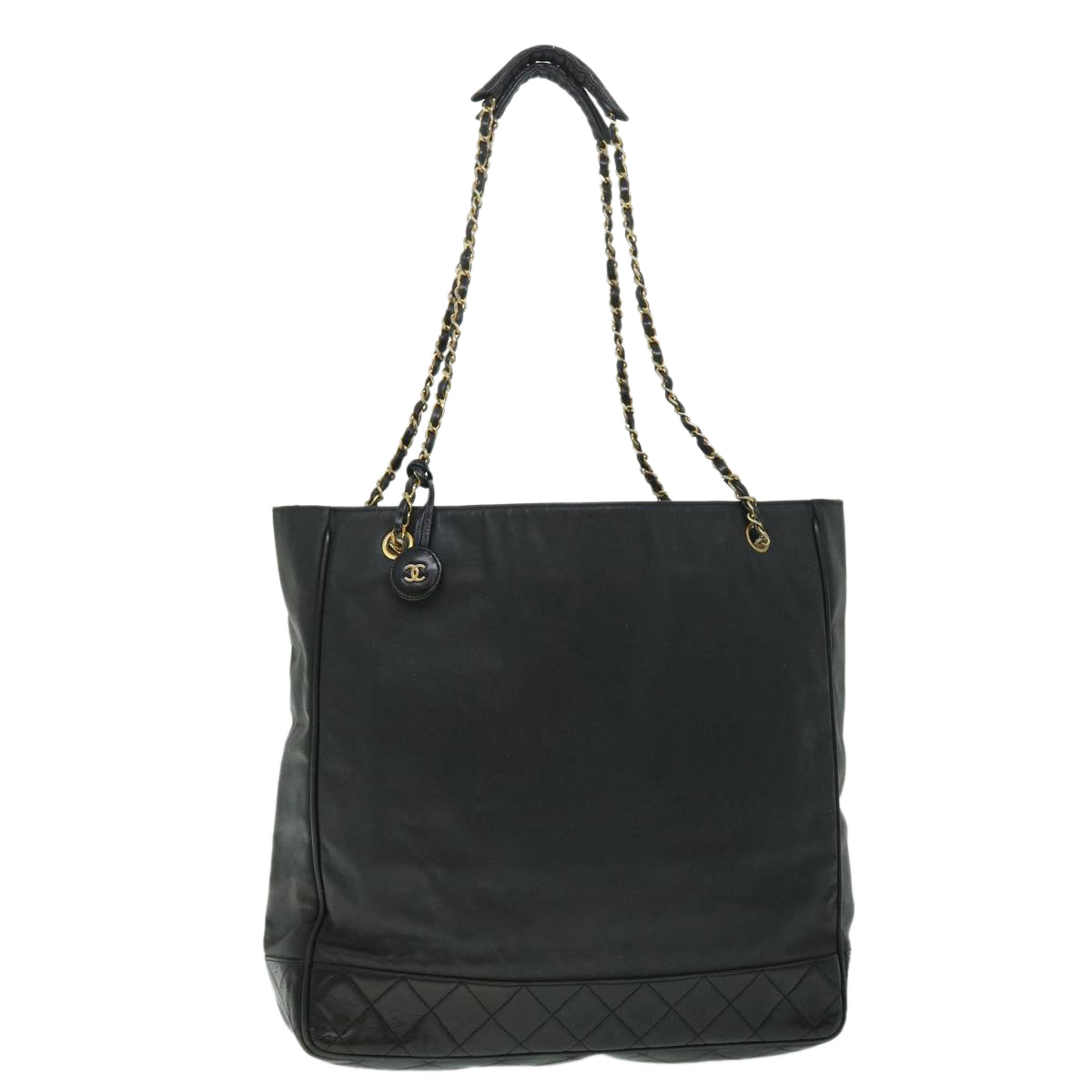 Chanel Chain Shoulder Bag PVC Leather Black CC Auth bs