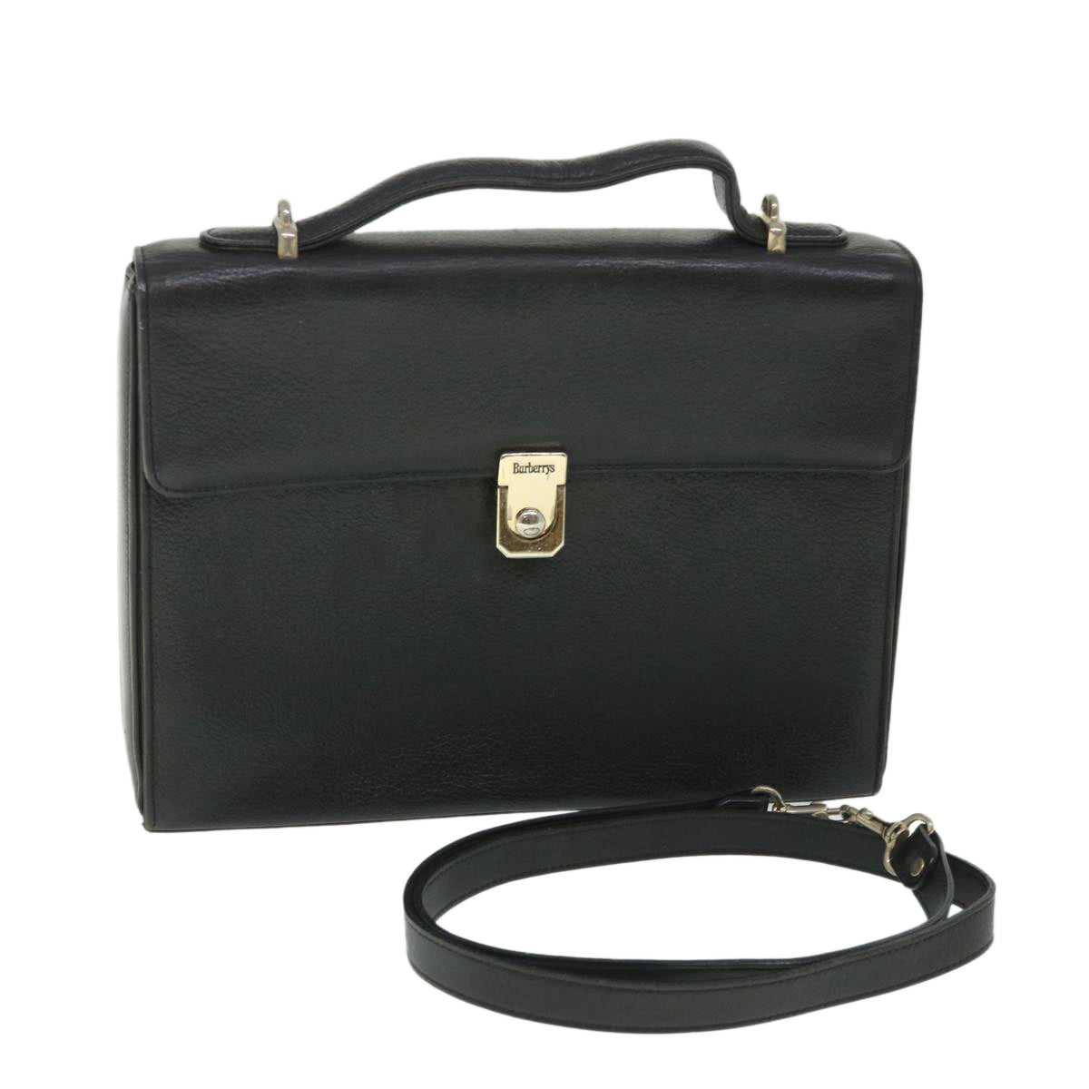 Burberry Luxury ss Hand Bag 2Way Auth Bs8729 Leather Black Travel Bag
