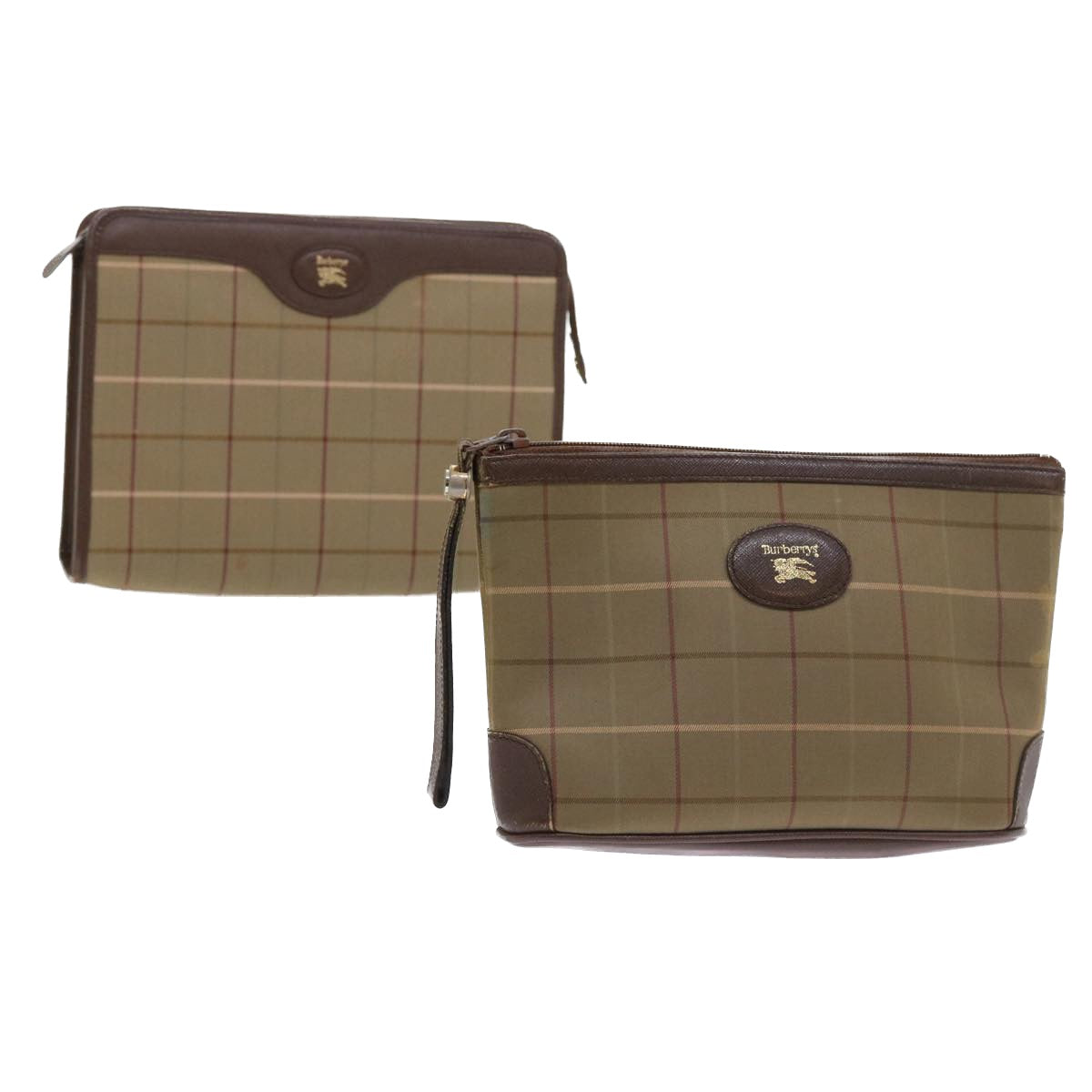 Burberry Luxury ss Nova Check Clutch Bag 2Set Auth Canvas Brown