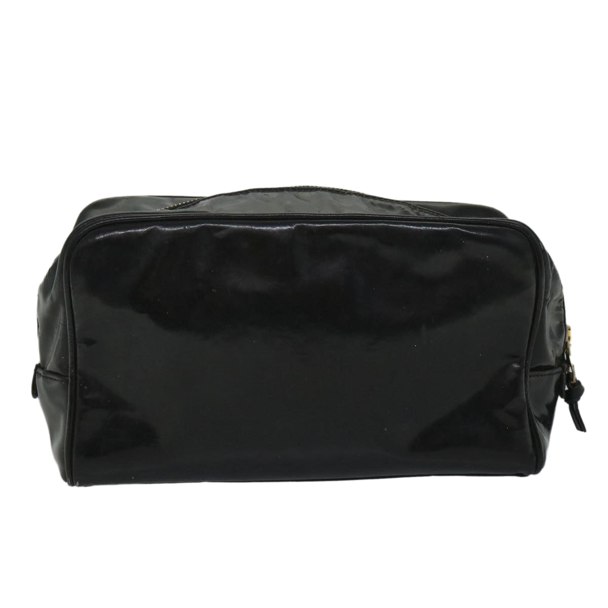 Chanel Clutch Bag Patent leather Black CC Auth bs