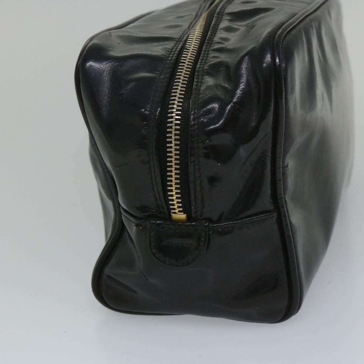 Chanel Clutch Bag Patent leather Black CC Auth bs