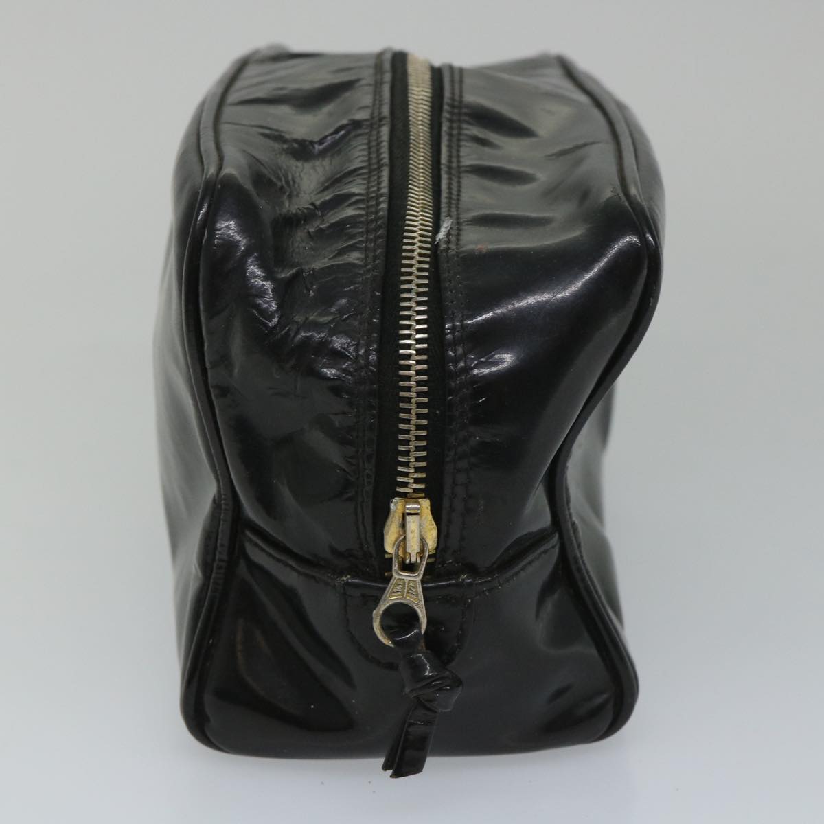 Chanel Clutch Bag Patent leather Black CC Auth bs