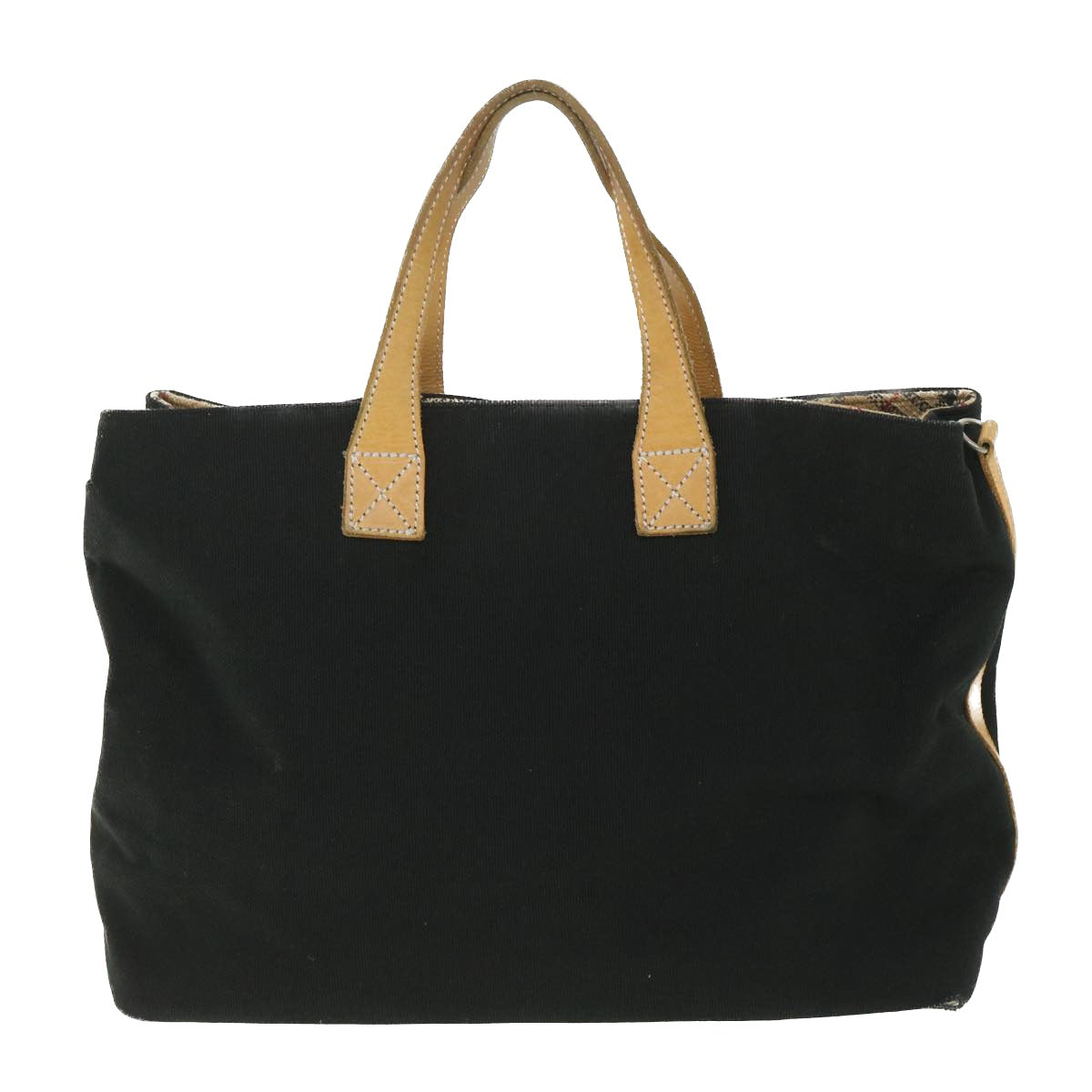 Burberry Luxury ss Label Tote Bag Auth Bs9105 Canvas Black Blue