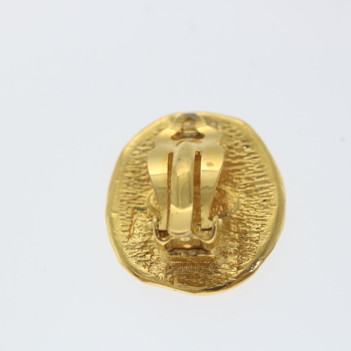Chanel Cambon Earring Metal Gold Tone CC Auth bs