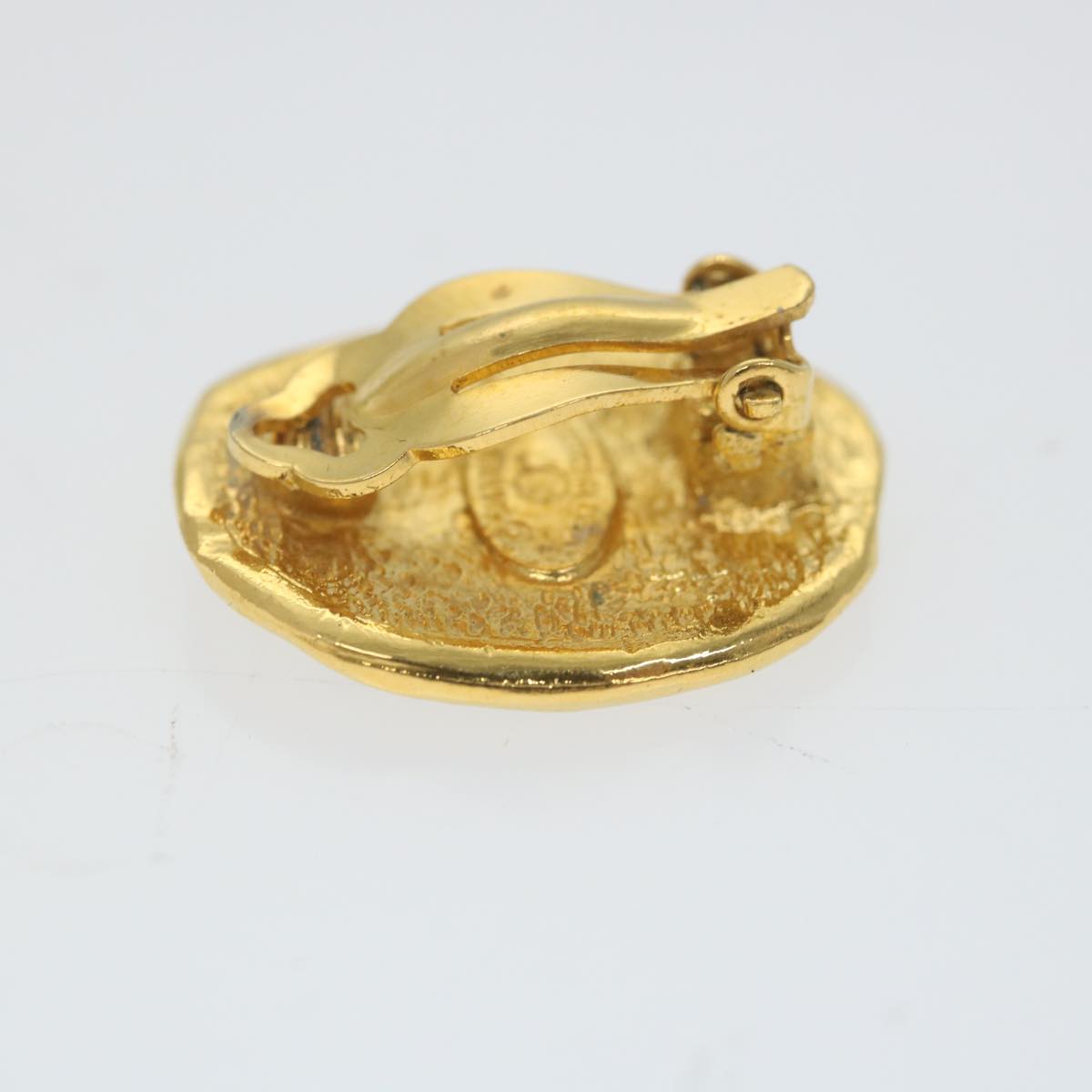 Chanel Cambon Earring Metal Gold Tone CC Auth bs
