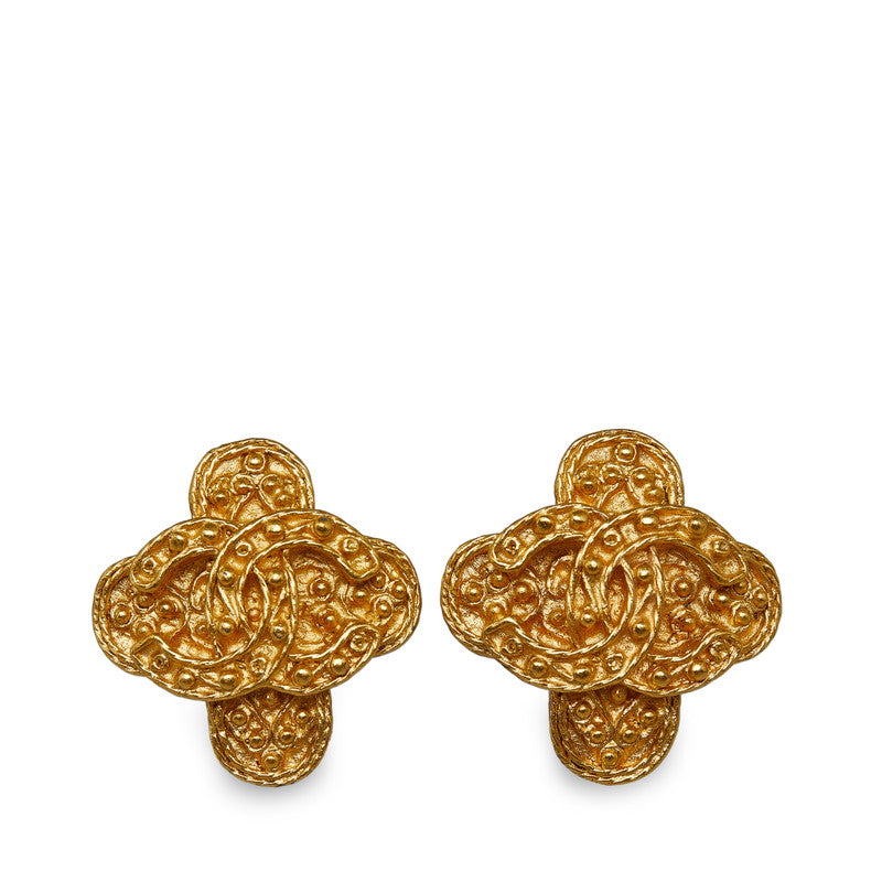 Chanel Gold Plated Coco Mark Cross Earrings 94A Bag