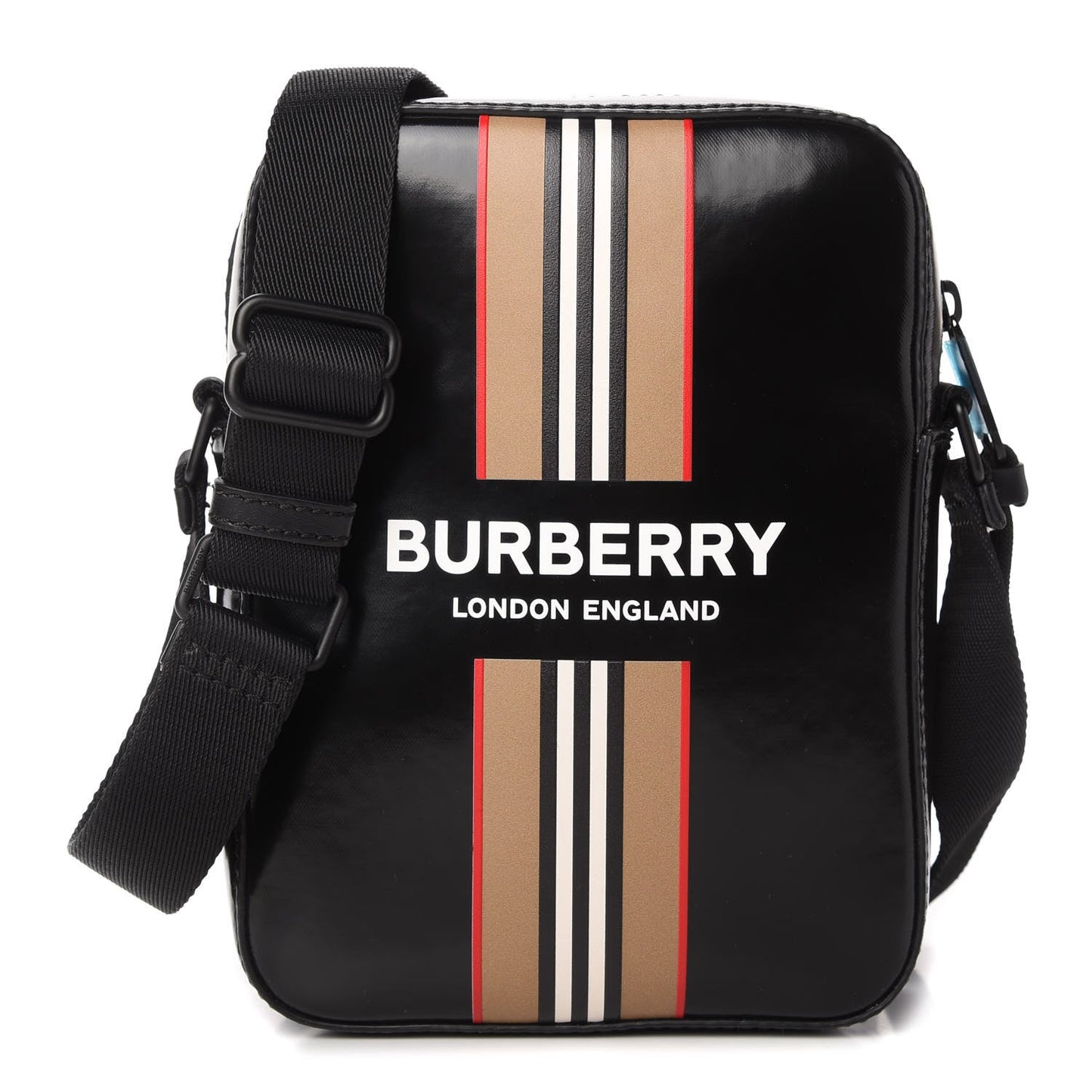 Burberry Thornton Striped Coated Crossbody Bag Canvas