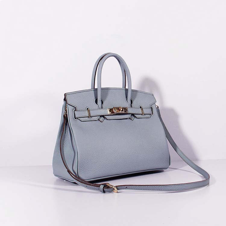 Hermes Luxury Cm Birkin Bag Togo With Strap Leather Blue Travel Bag