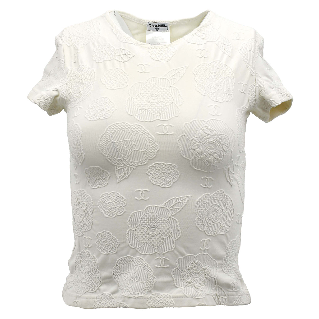 Chanel Camellia T-shirt White 98P #38