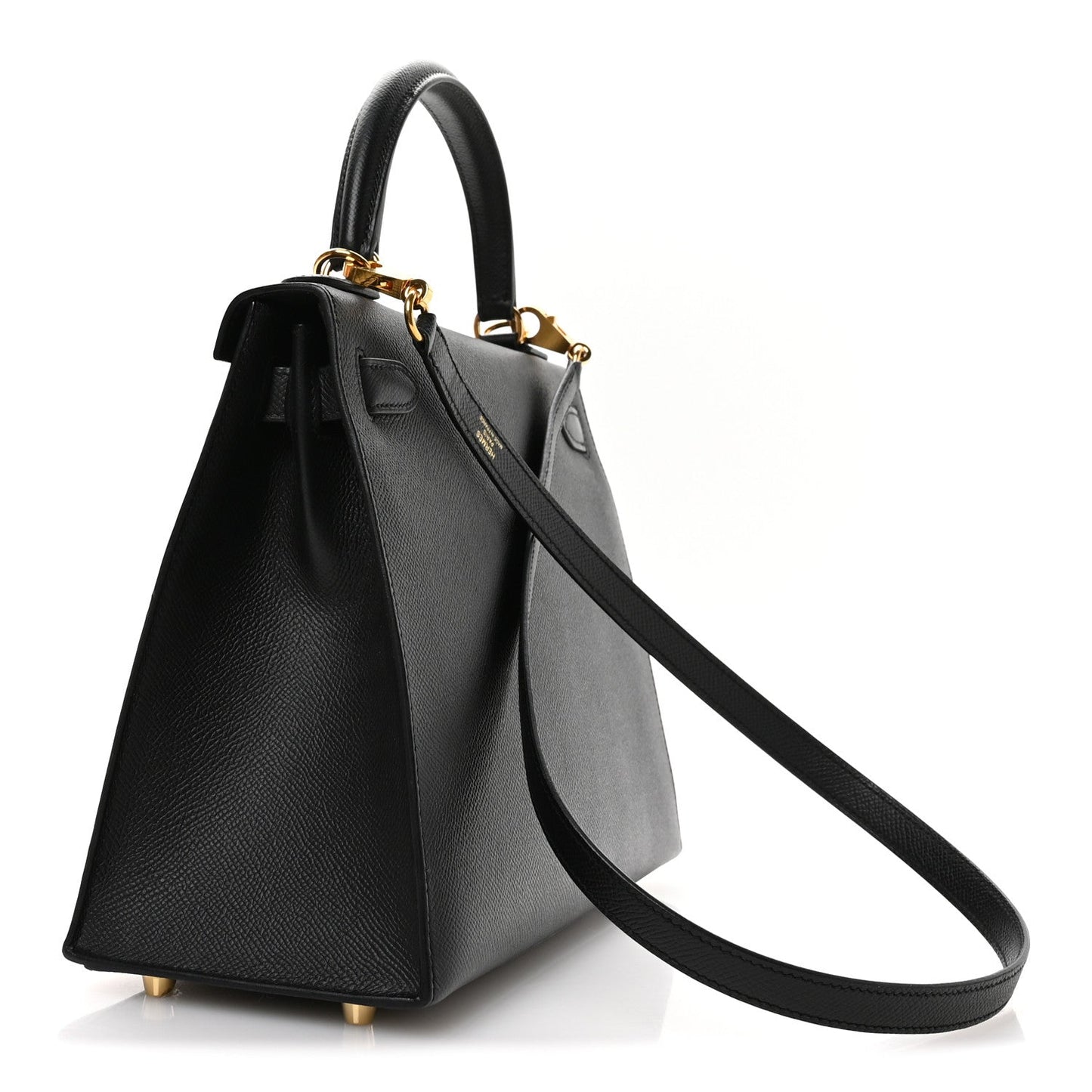 Hermes Epsom Kelly Sellier Handbag Black Travel Bag 28 Black 1730715