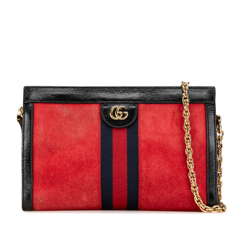 Gucci Ophidia Shoulder Bag Leather Suede Red 503877