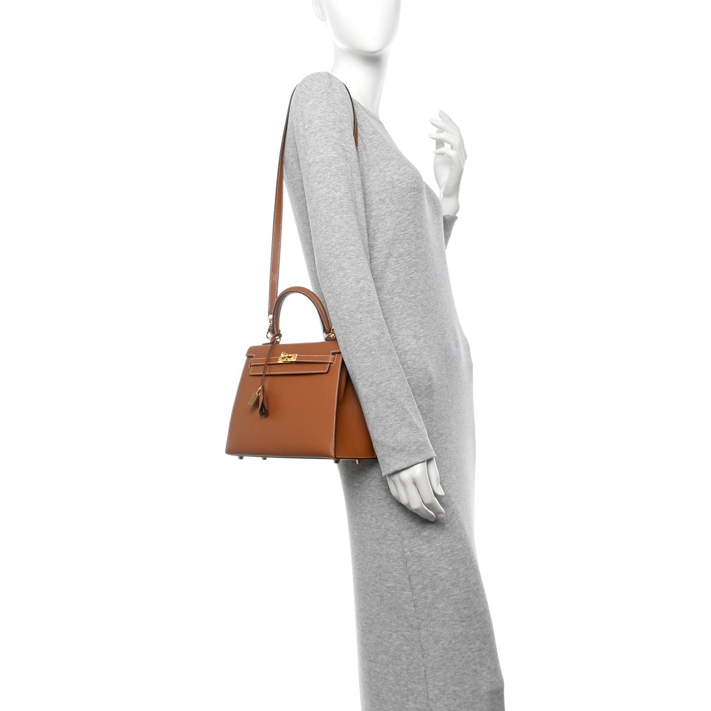 Hermes Epsom Kelly Sellier Handbag Gold Travel Bag 25 Gold 1738353