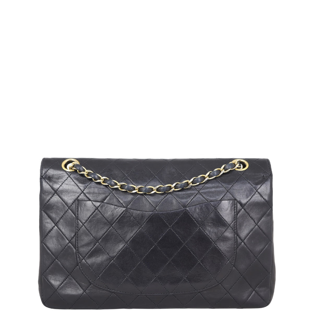 Chanel Classic Double Flap Lambskin Handbag Quilted Black Medium 130921