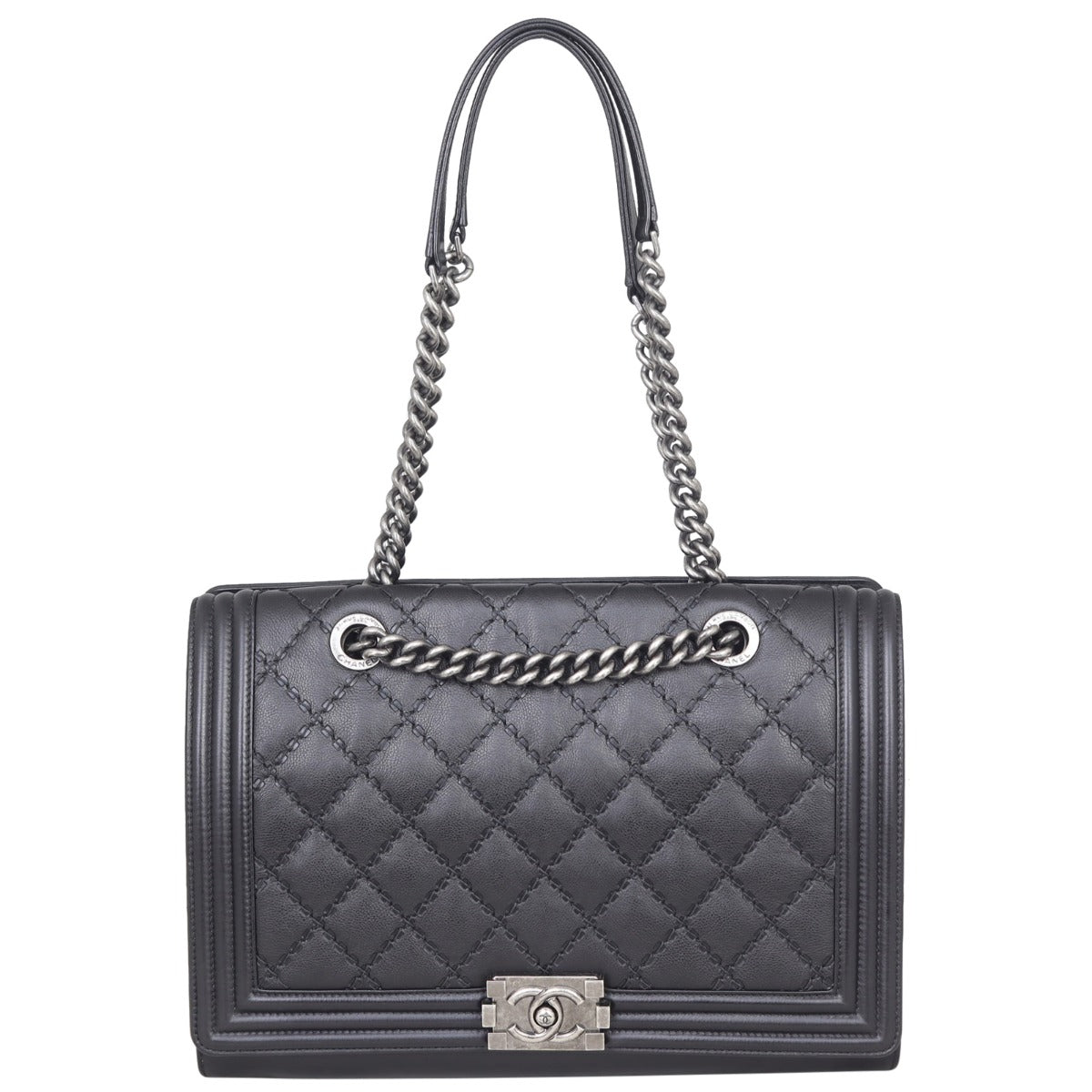 Chanel Boy Double Stitch Shopping Tote Large Tote Bag Tote 140921