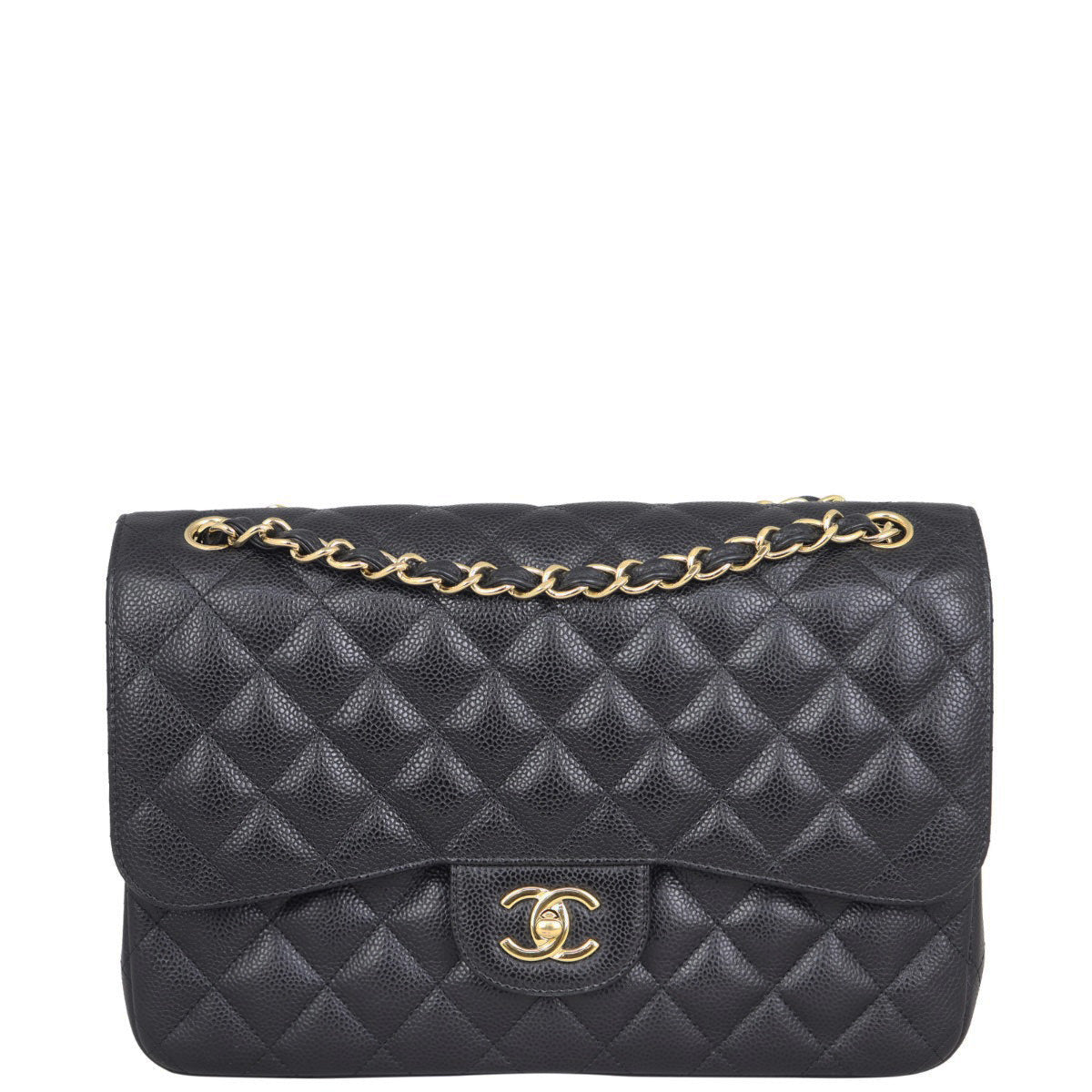 Chanel Classic Double Jumbo Lambskin GHW Handbag Flap