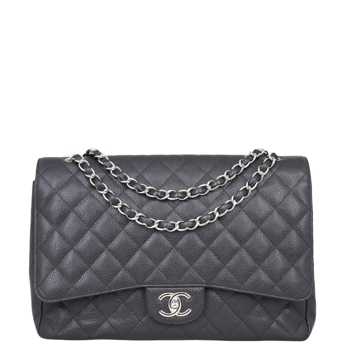 Chanel Classic Double Maxi SHW Handbag Black Flap