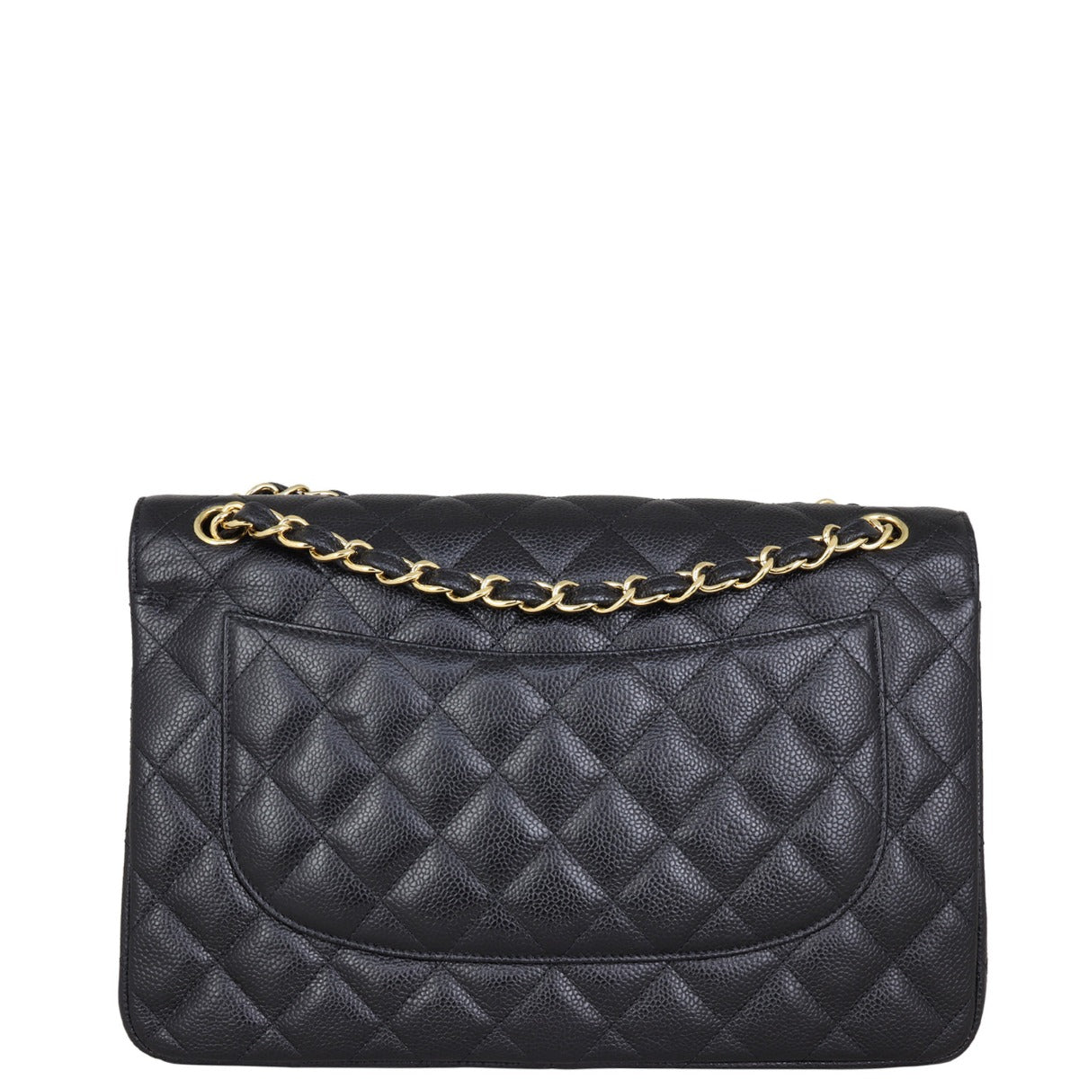 Chanel Classic Double Jumbo Lambskin Hardware Handbag Black Gold
