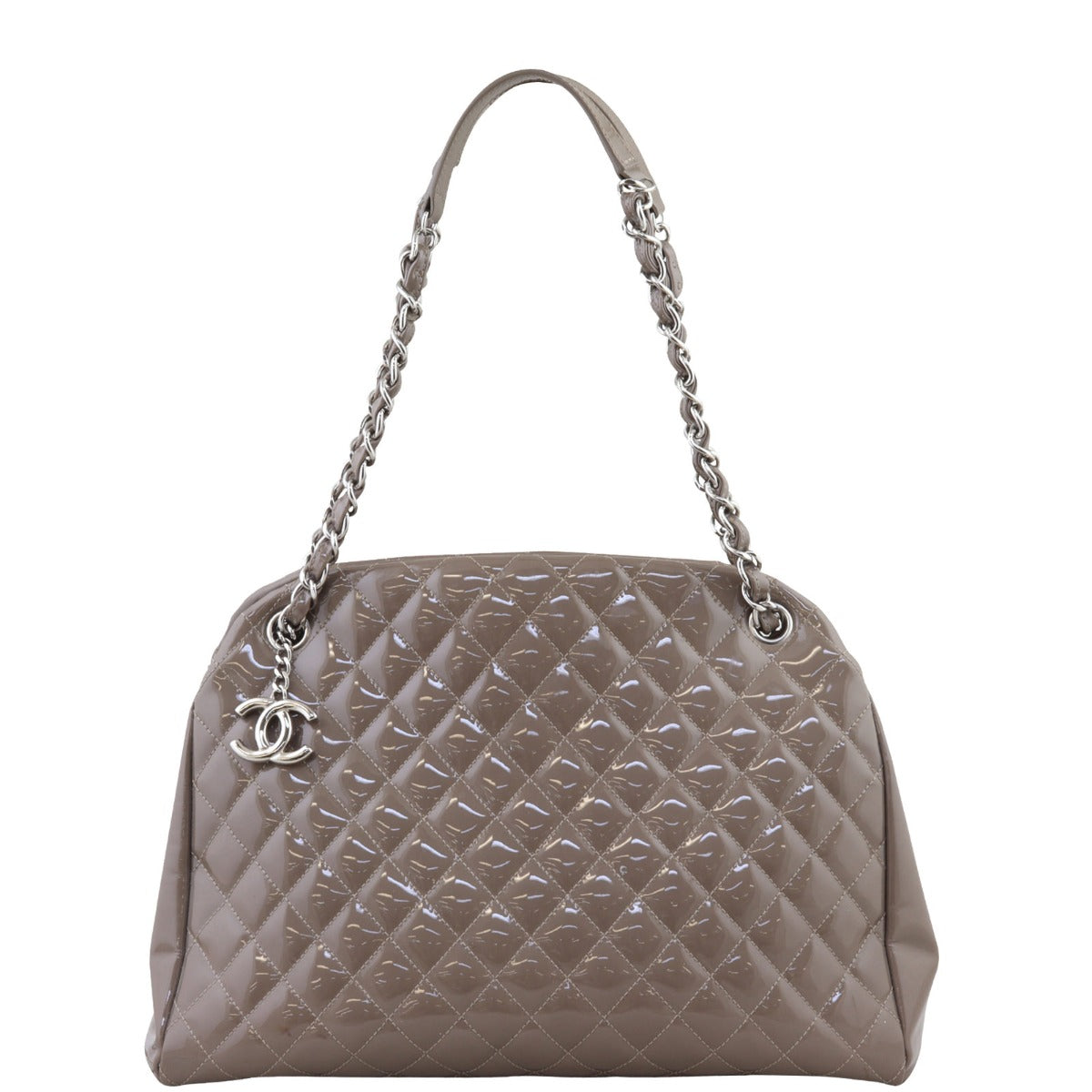 Chanel Mademoiselle Bowler Bag Taupe Brown Large Handbag