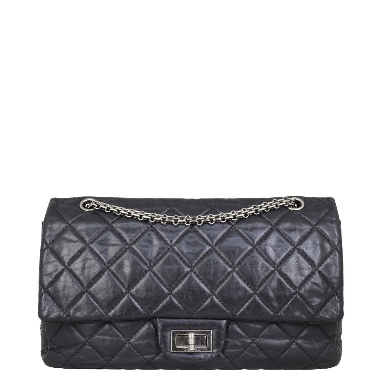 Chanel 2.55 Reissue 227 Double Bag Hardware Silver Flap Handbag