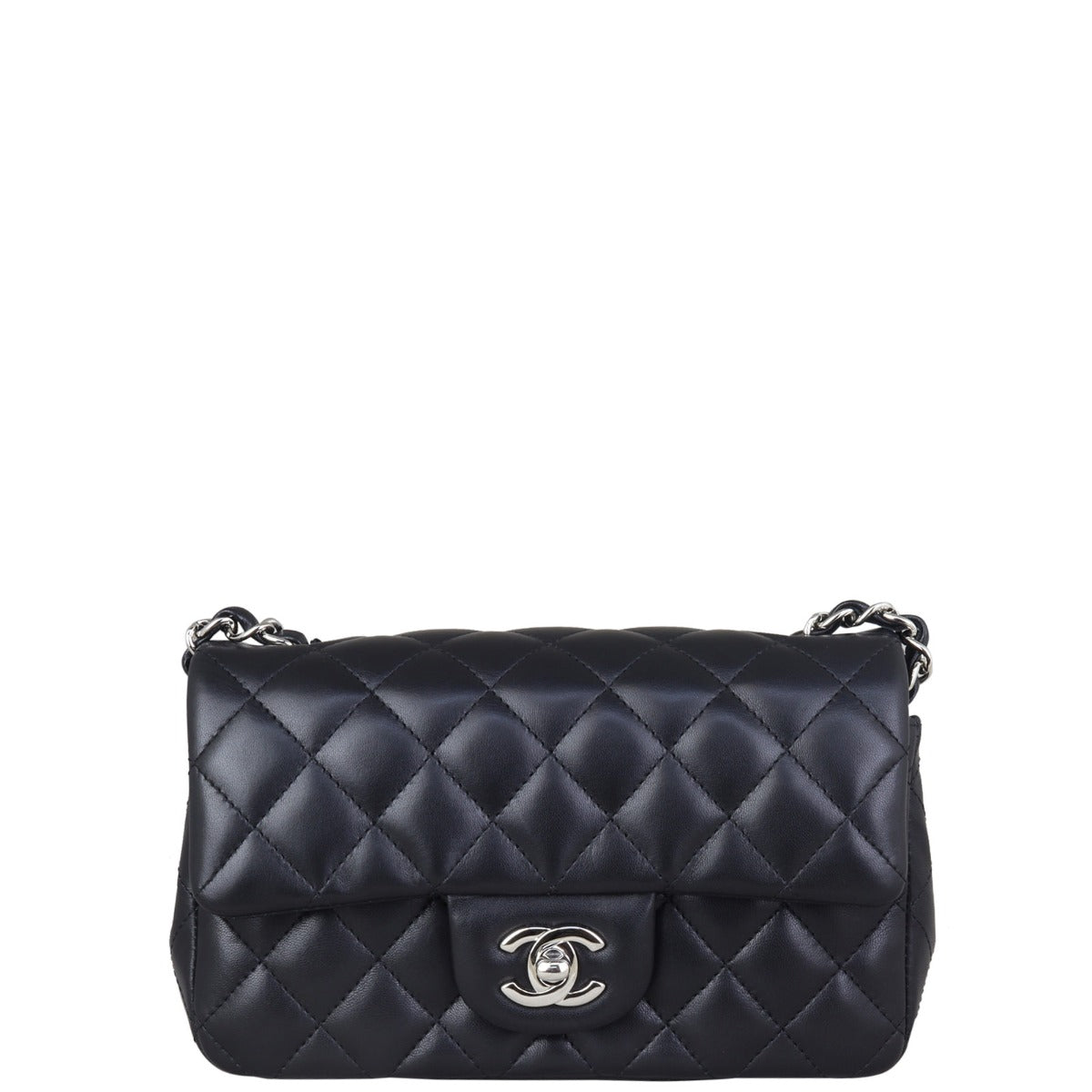 Chanel Classic Flap Rectangular Bag Lambskin SHW Black Mini Bag