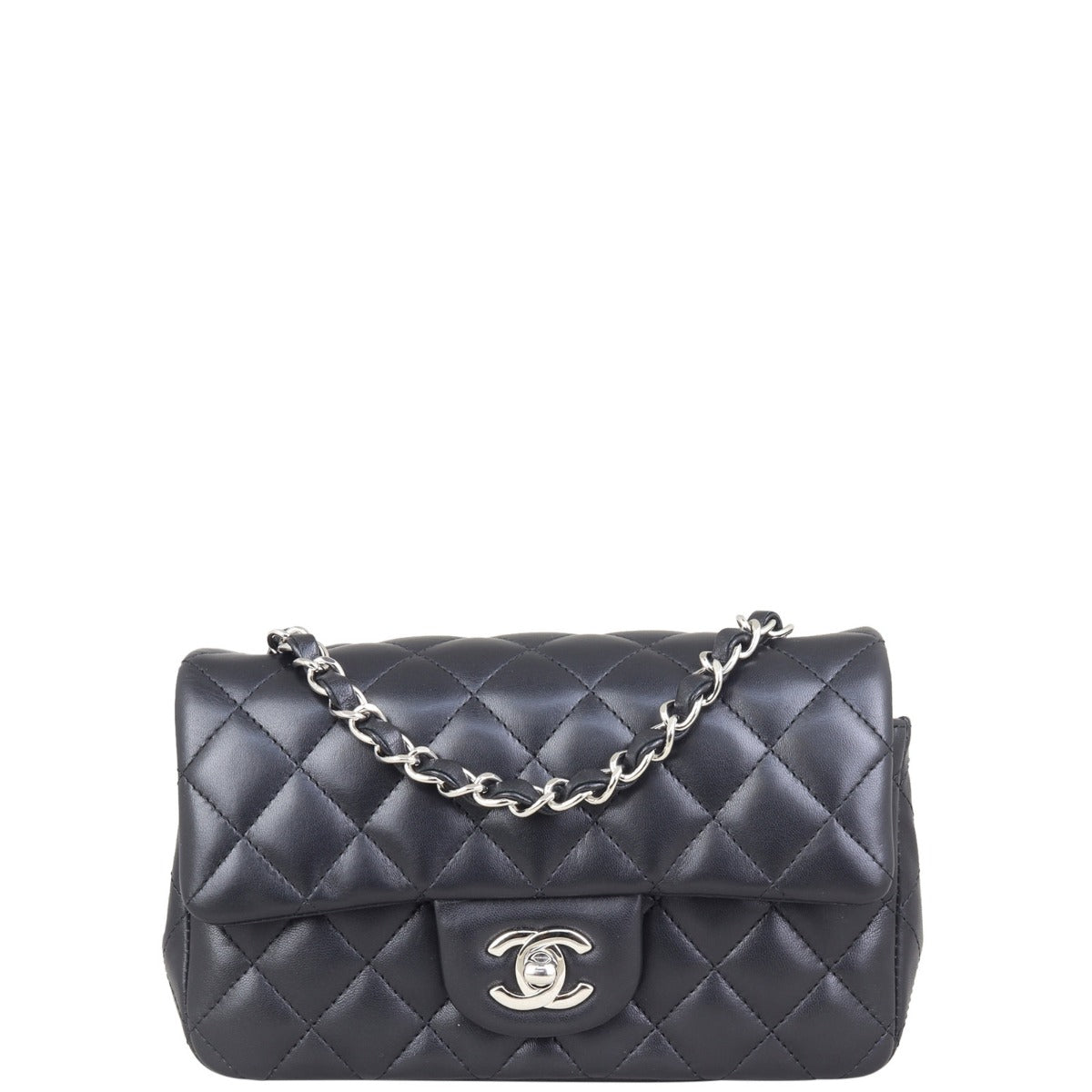 Chanel Classic Flap Rectangular Bag Lambskin SHW Black Mini Bag