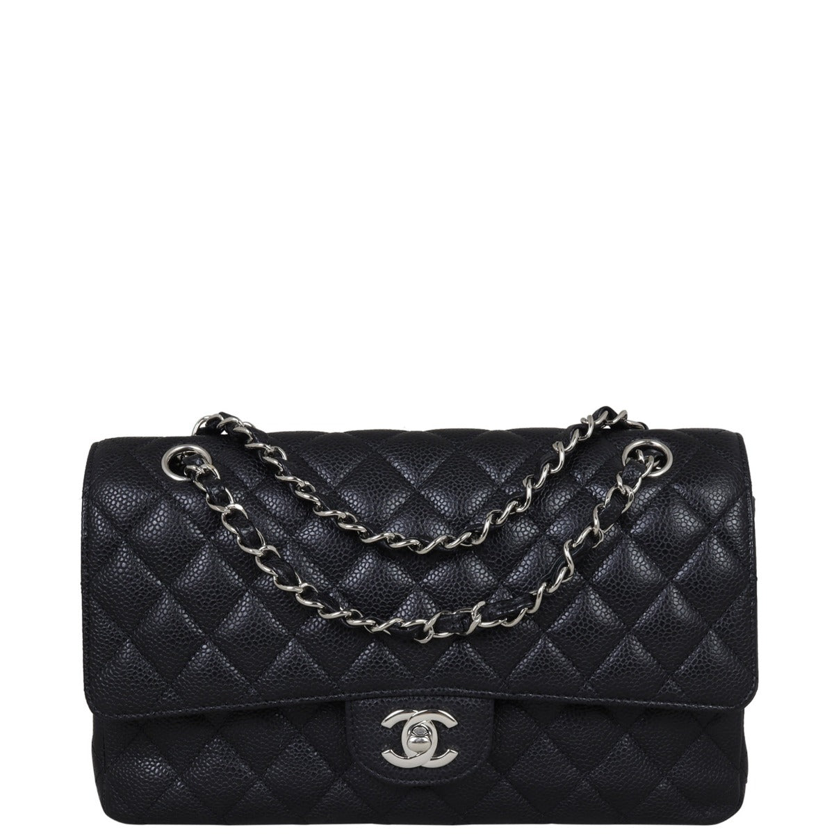 Chanel Classic Double Caviar 19 Series Handbag Black Medium