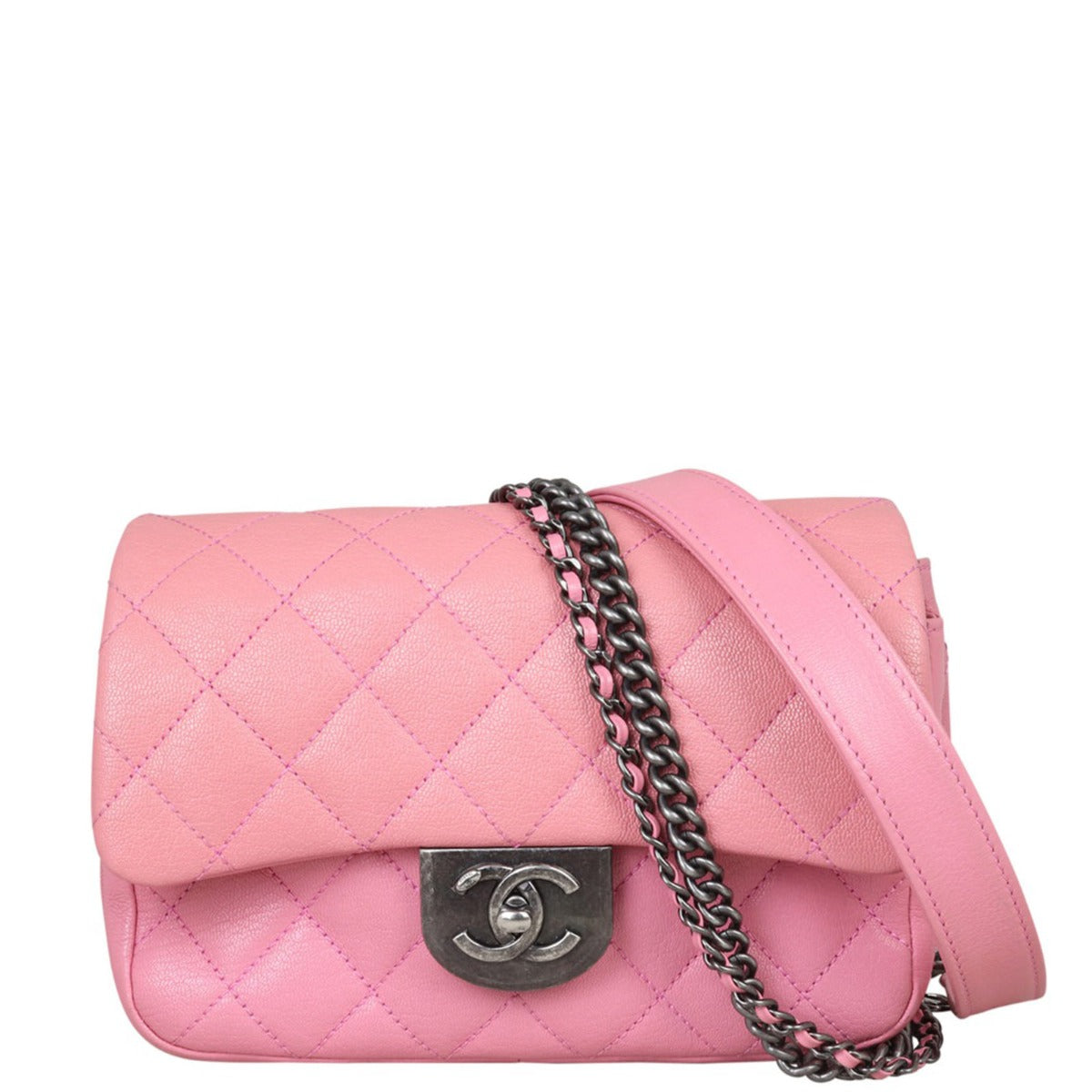 Chanel Double Carry Bag Pink Small Handbag