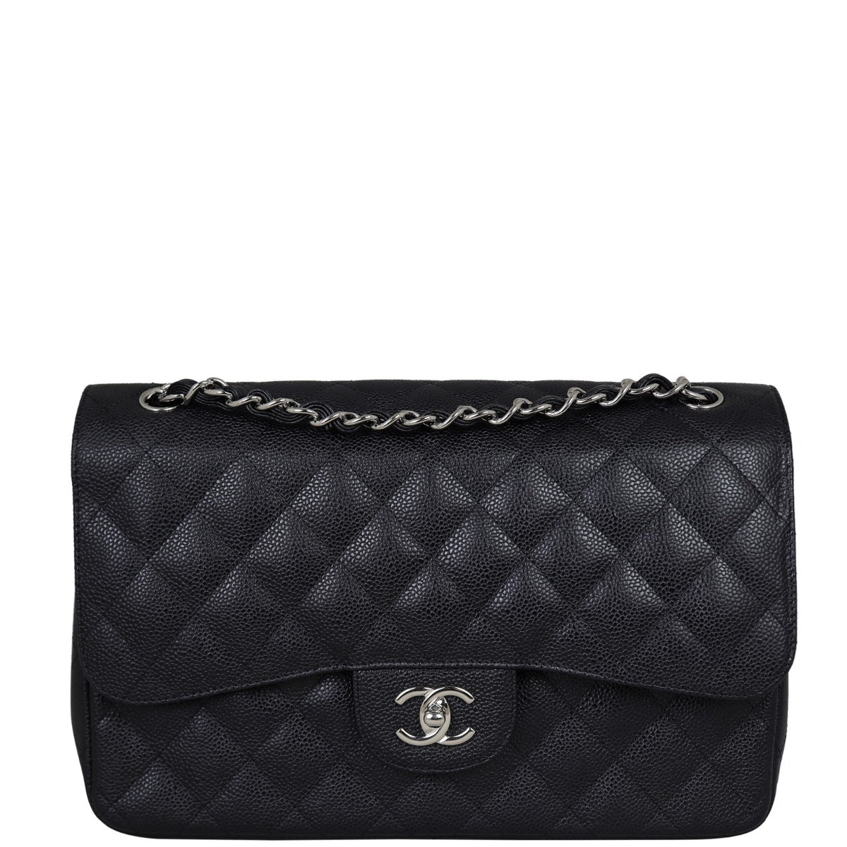 Chanel Classic Double Jumbo Hardware Handbag Silver Flap