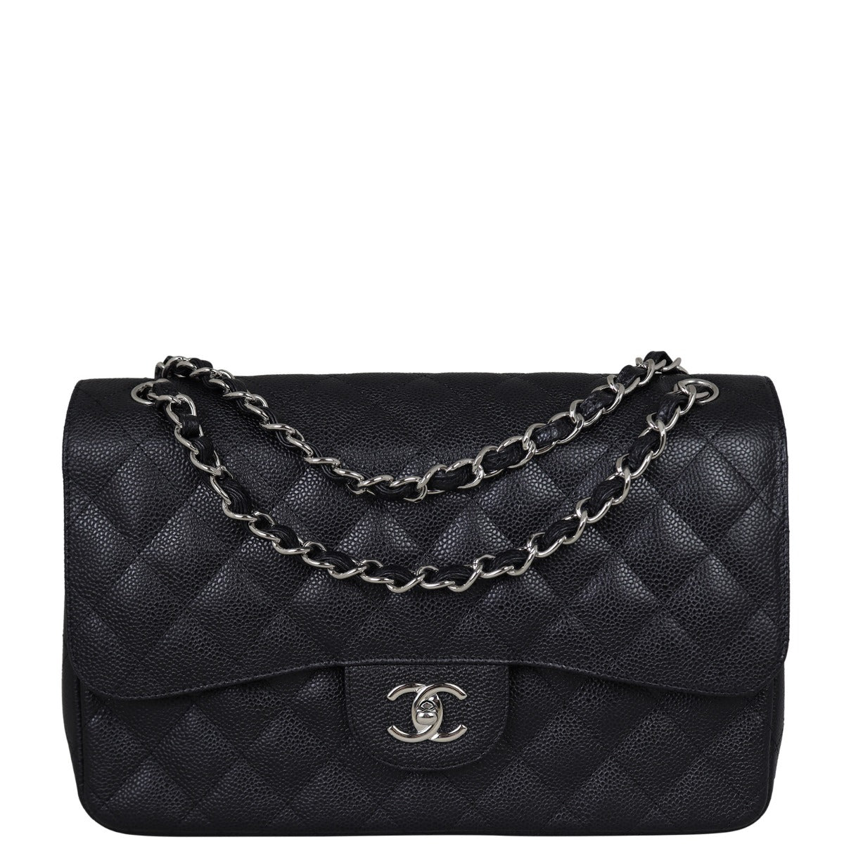 Chanel Classic Double Jumbo Hardware Handbag Silver Flap