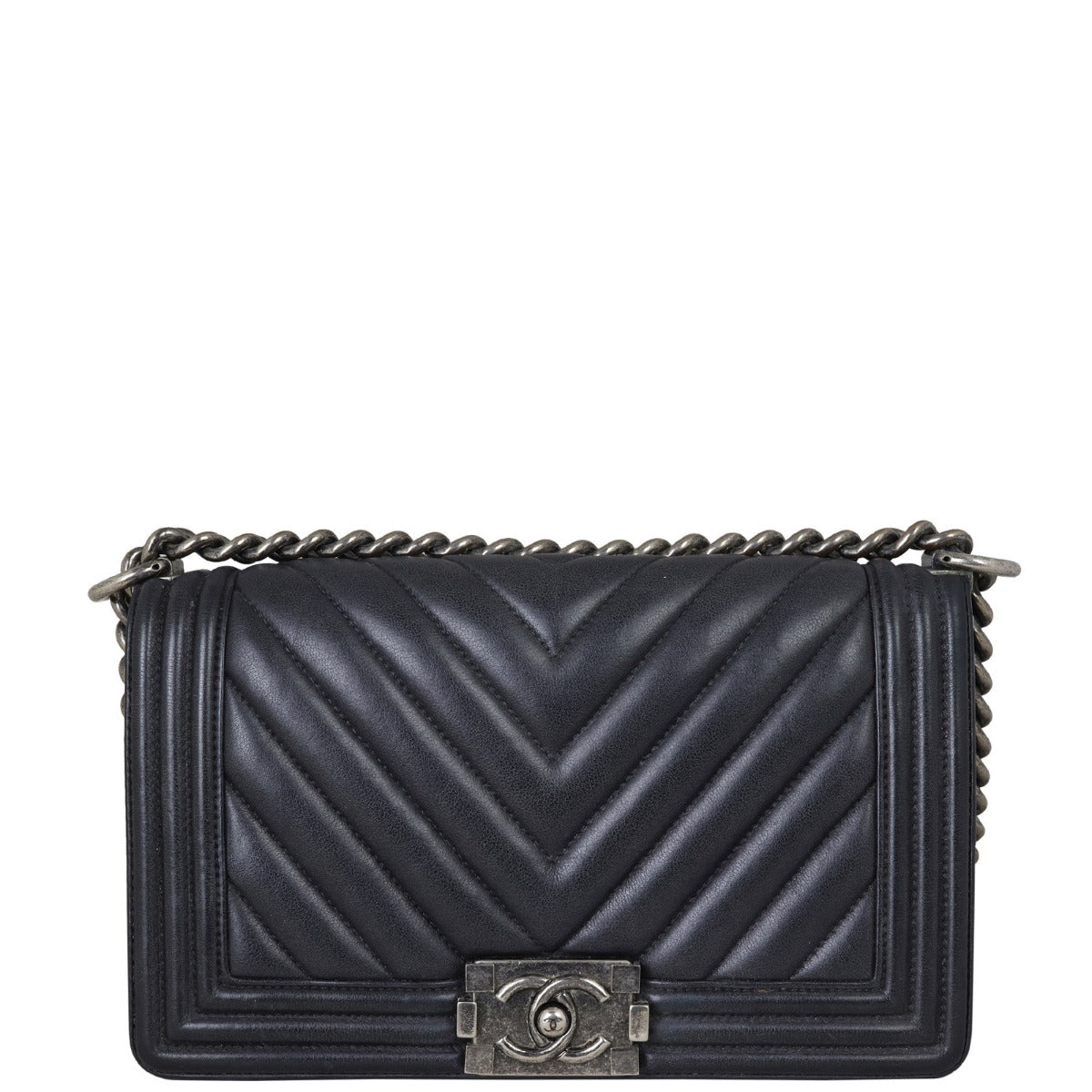 Chanel Boy Chevron Old Handbag Black Medium