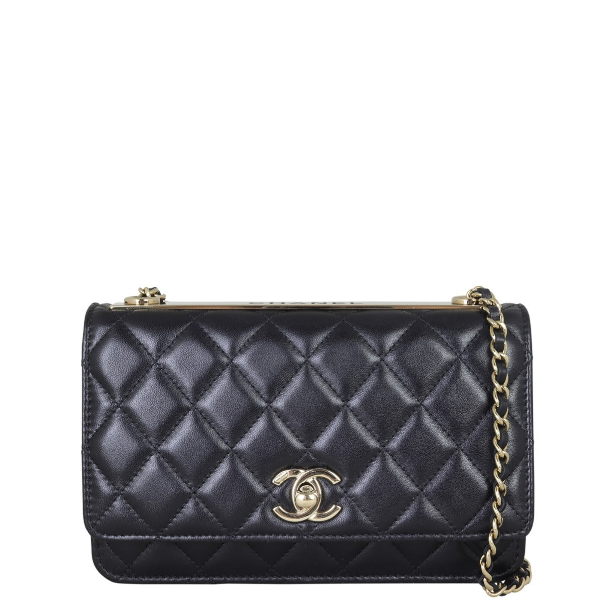 Chanel CC Trendy Wallet on Handbag Black Chain