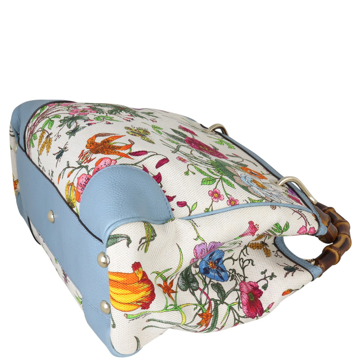 Gucci Bamboo Handle Floral Canvas Tote