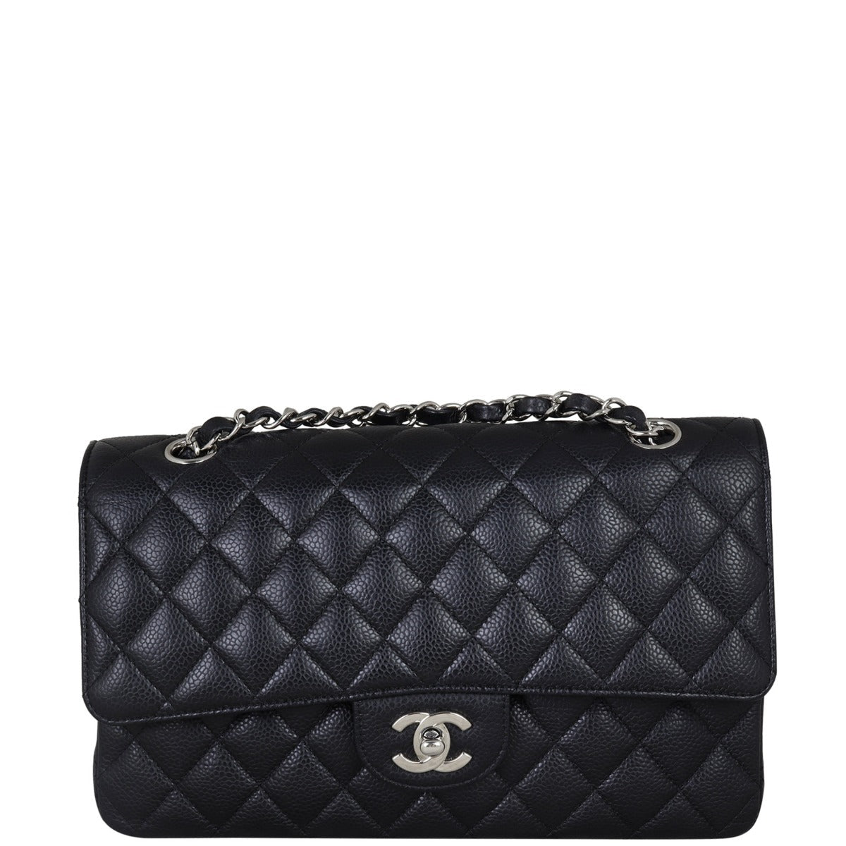 Chanel Classic Double 12 Series Hardware Handbag Silver Medium