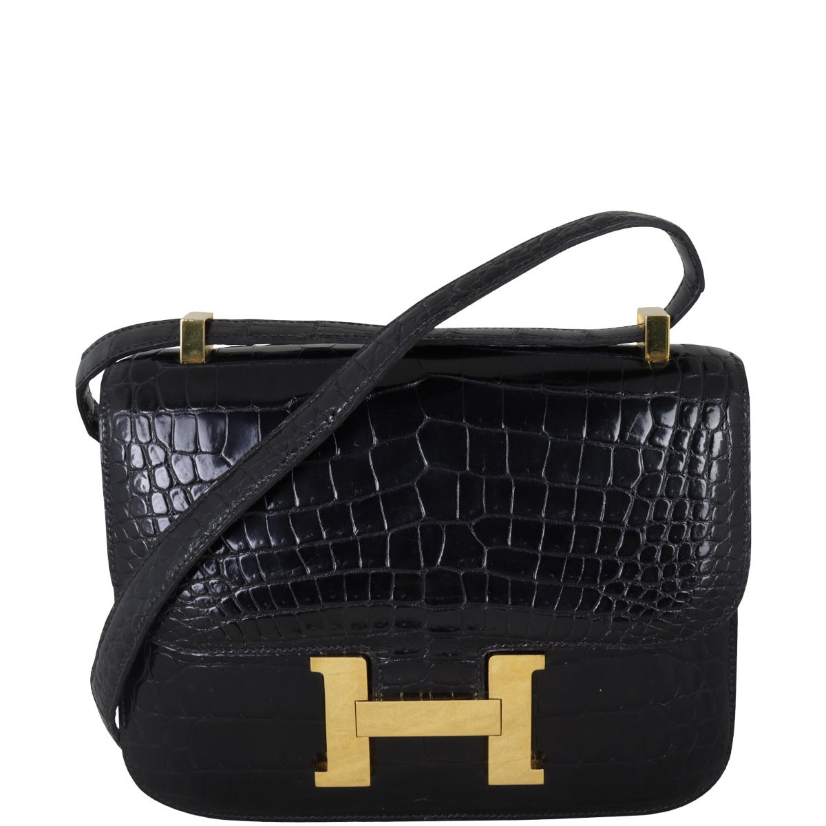 Hermes Constance Caiman Crocodile Shoulder Bag