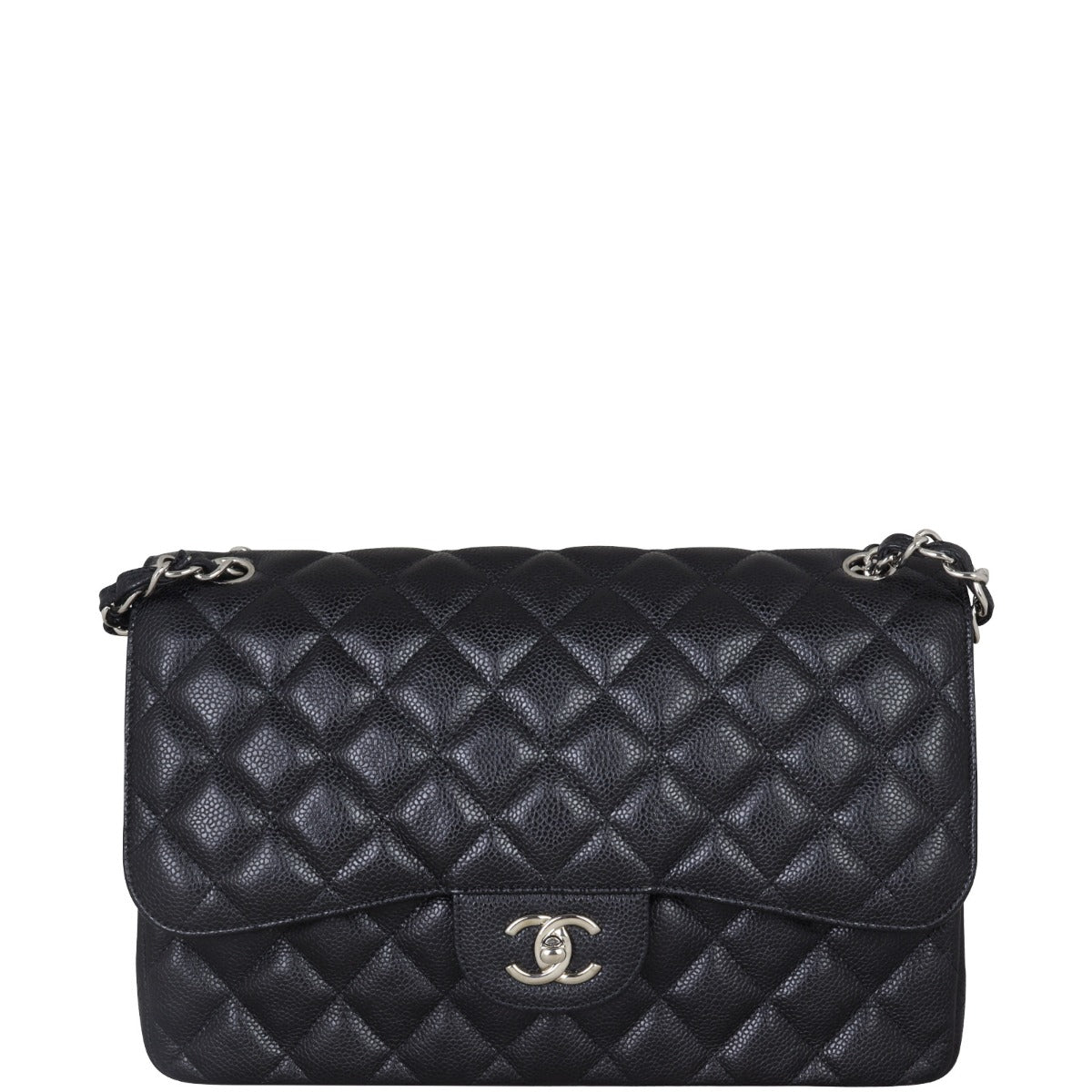 Chanel Classic Double Jumbo Caviar Handbag Black Flap