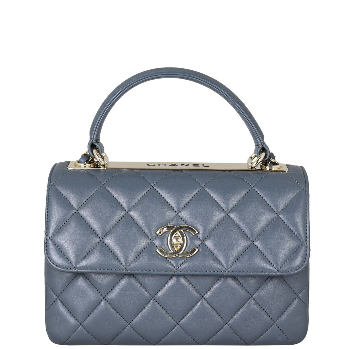 Chanel CC Trendy Grey Lambskin Handbag Small