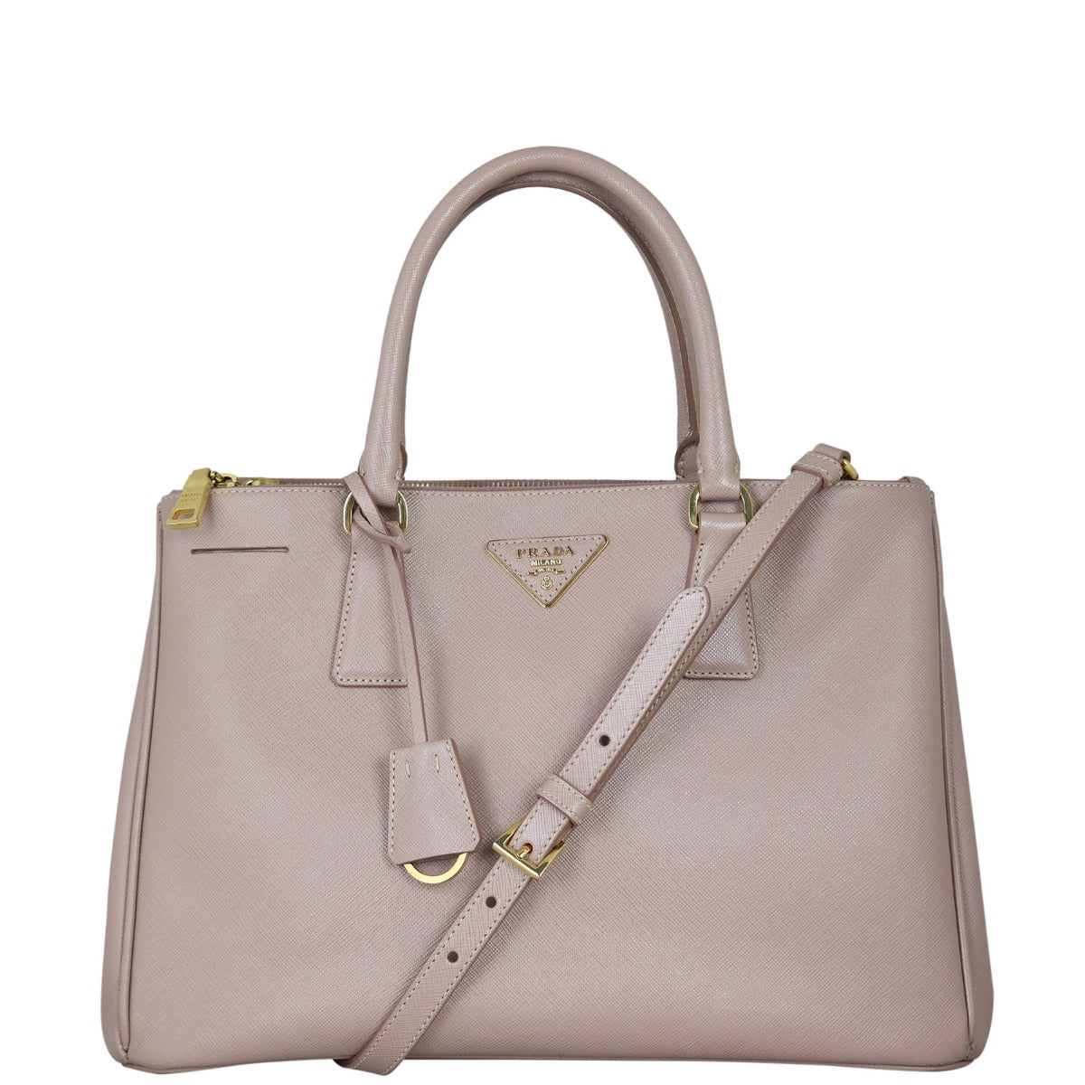 Prada Tote Bag Lux Galleria Double Tote 9 Saffiano Pink Medium