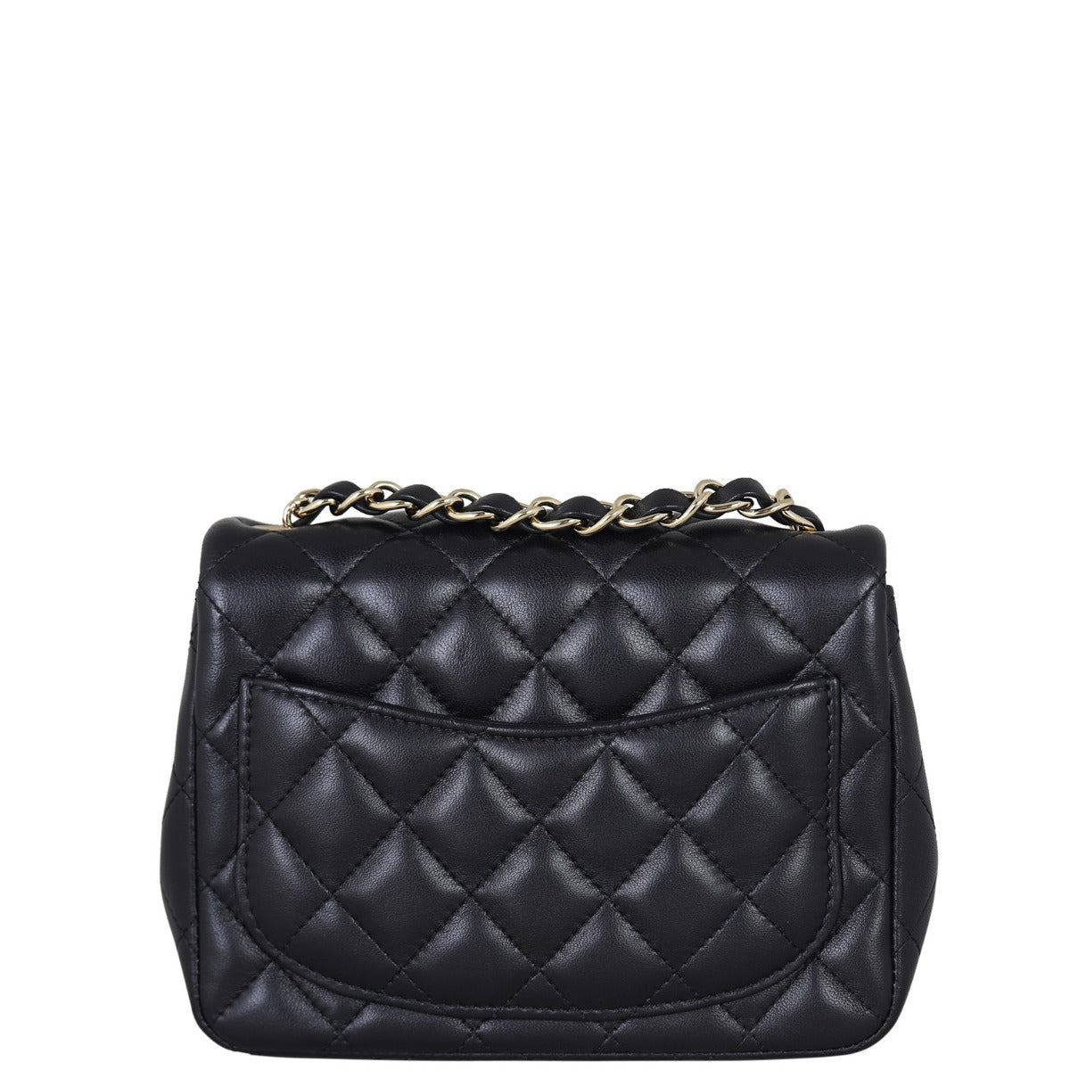 Chanel Classic Square Lambskin GHW Handbag Black Mini Mini Bag