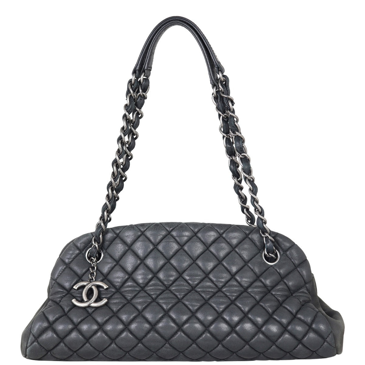 Chanel Just Mademoiselle Bowler Bag Lambskin Medium Handbag