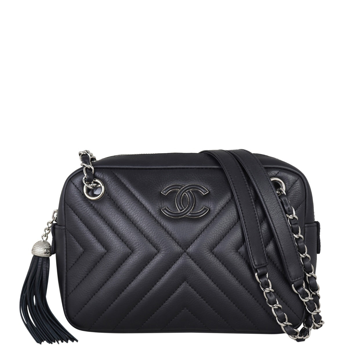 Chanel Diagonal Chevron Camera Bag Handbag