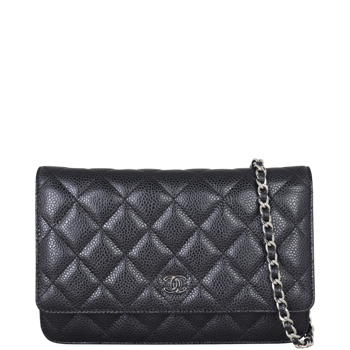 Chanel Classic Wallet on Diamond Caviar Handbag Black Chain