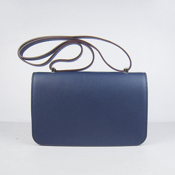 Hermes Luxury Calf Message Bag H Dark Golden Leather Blue Travel Bag