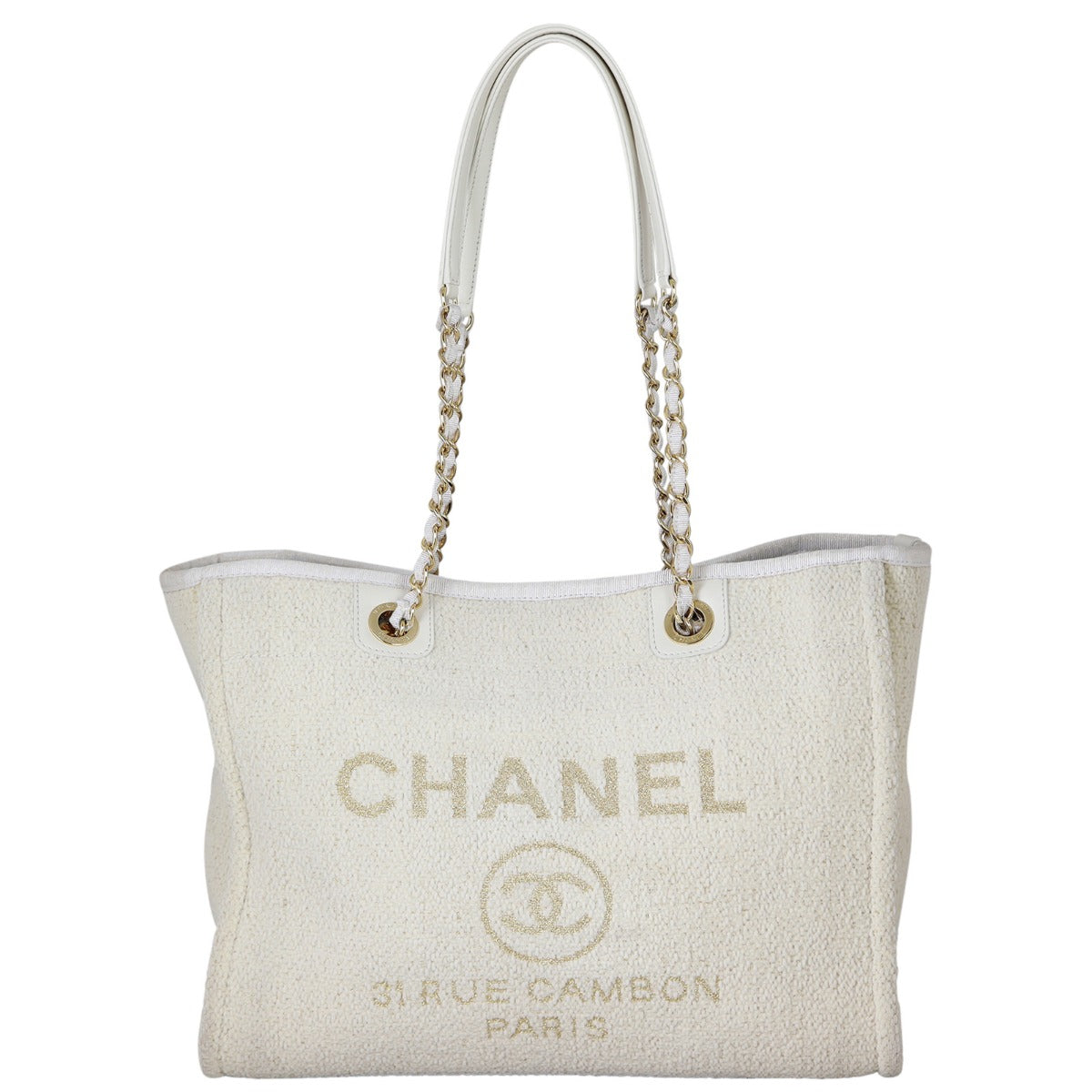 Chanel Deauville Tote White Cream Tote Bag