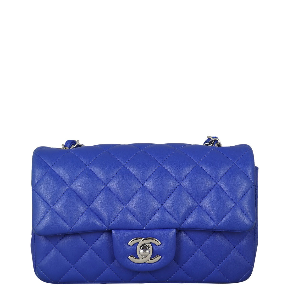 Chanel Classic Flap Rectangular Bag Lambskin Blue Mini Bag