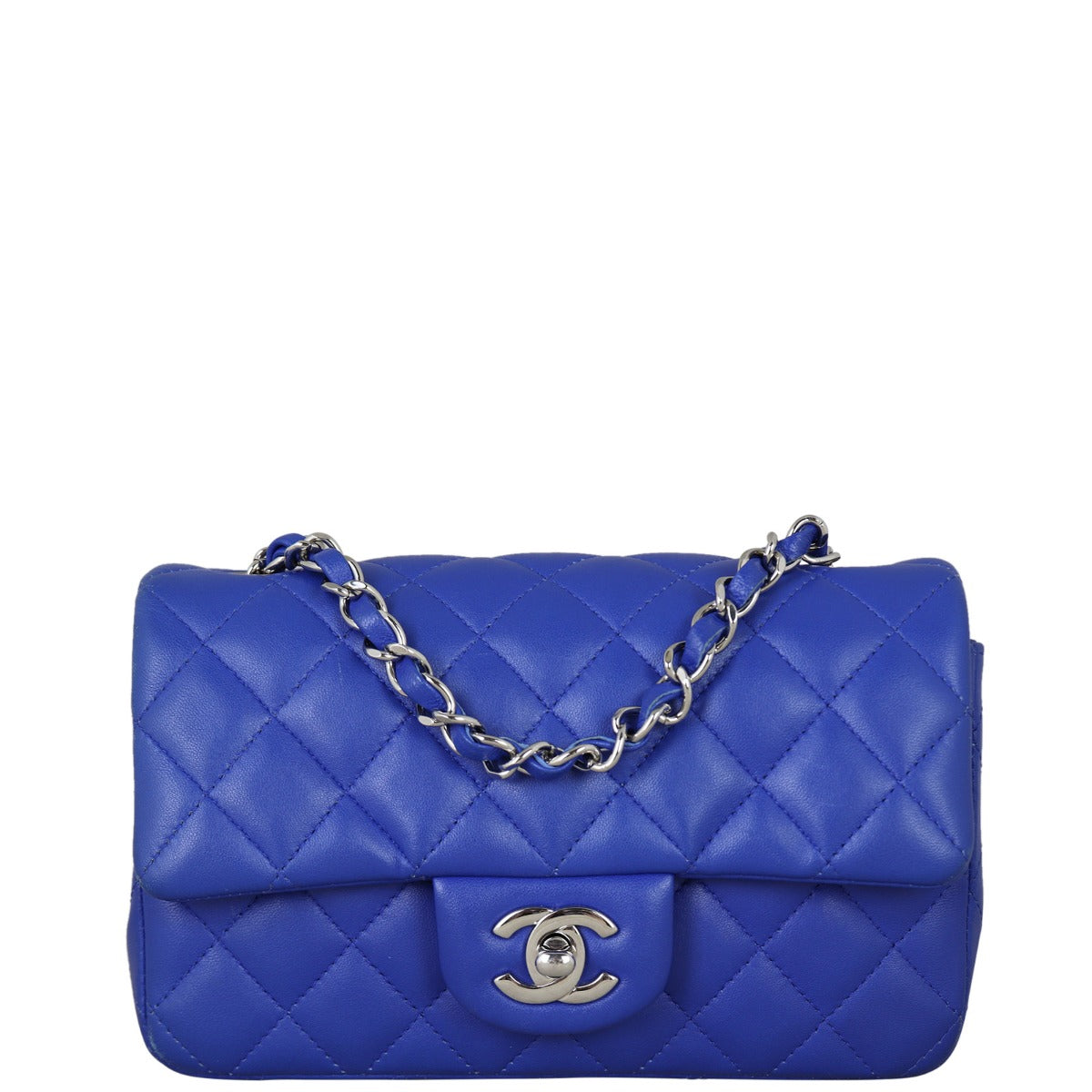 Chanel Classic Flap Rectangular Bag Lambskin Blue Mini Bag